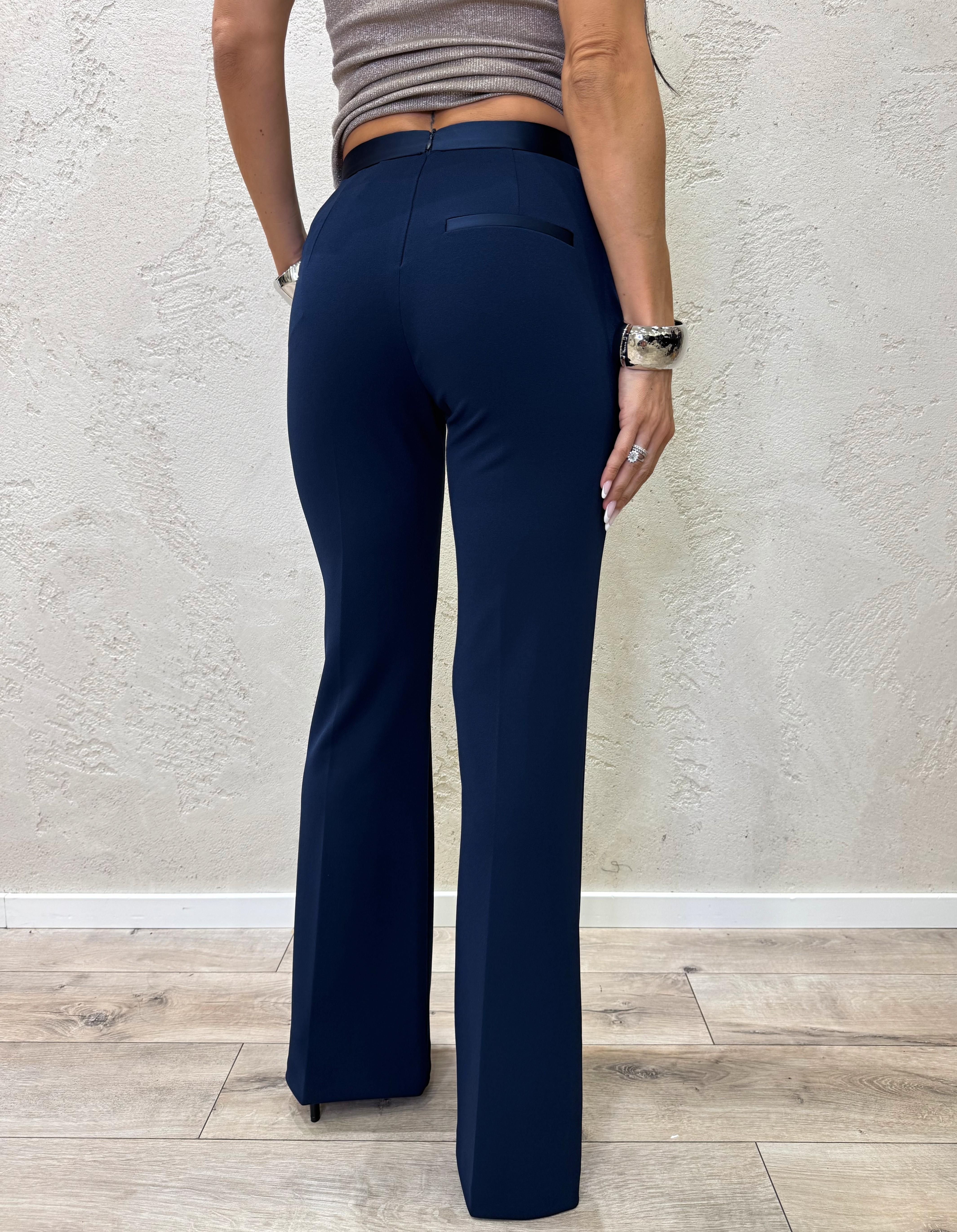 pantalone a zampa in crepe elasticizzato P3E9KAW BLU IMPERIAL 