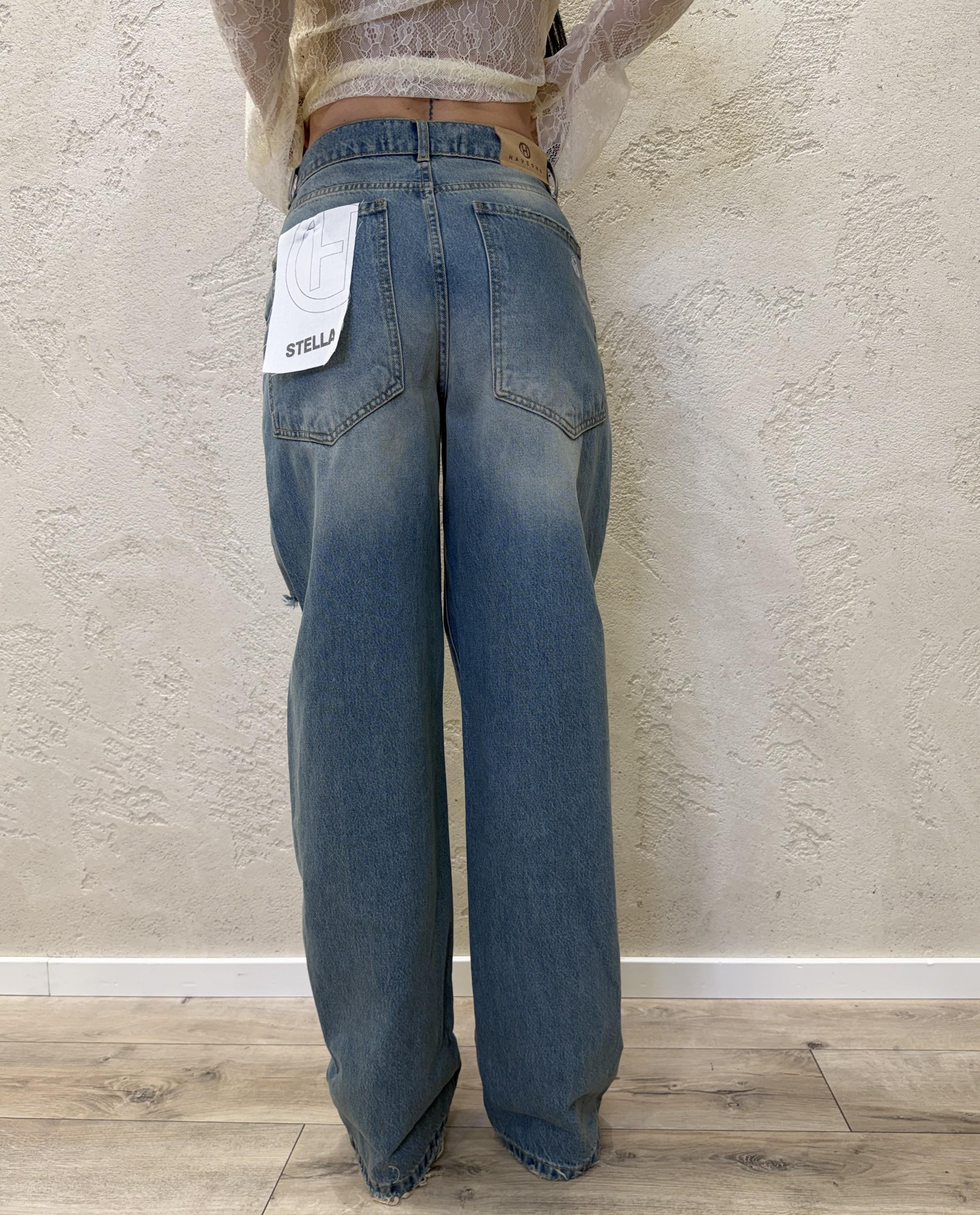 jeans modello stella in tela ferma a gamba dritta PLS-Q042 DENIM HAVEONE 