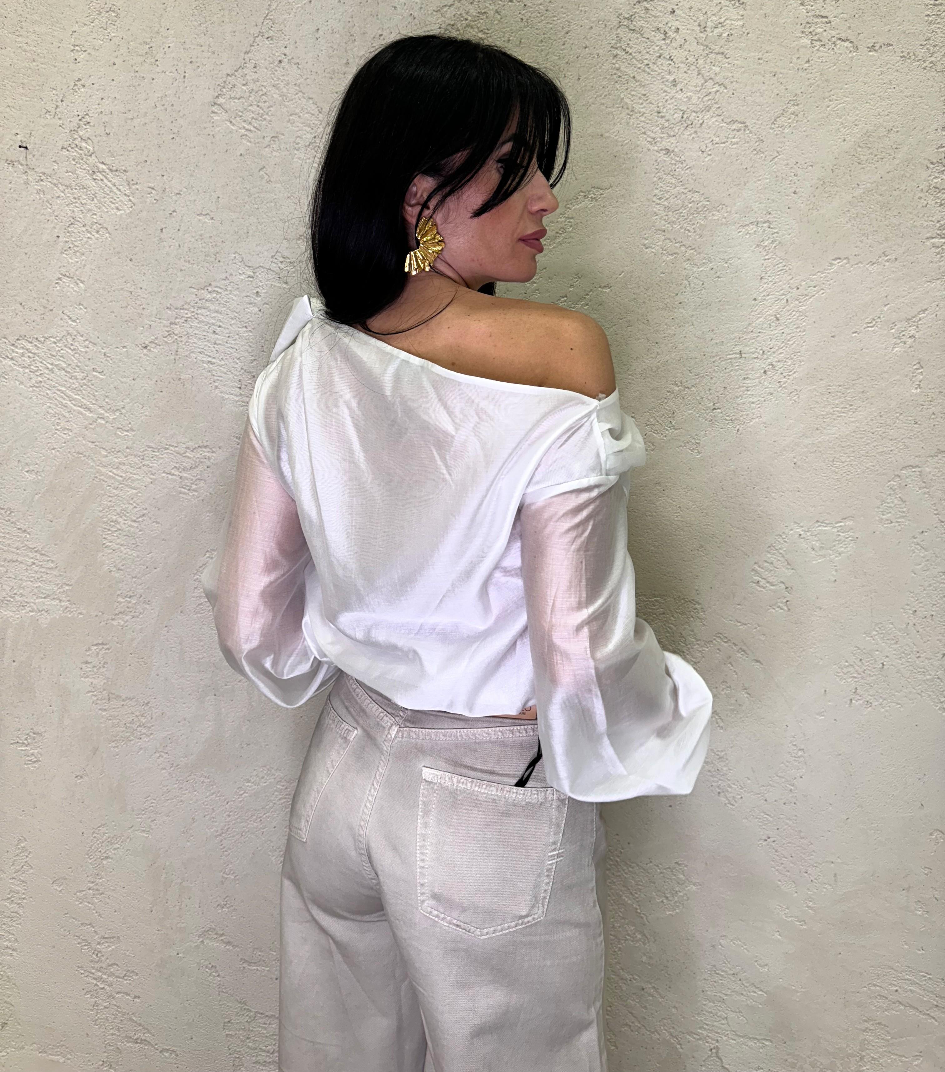 camicia con fiocco C30058MO BIANCO MOTEL 