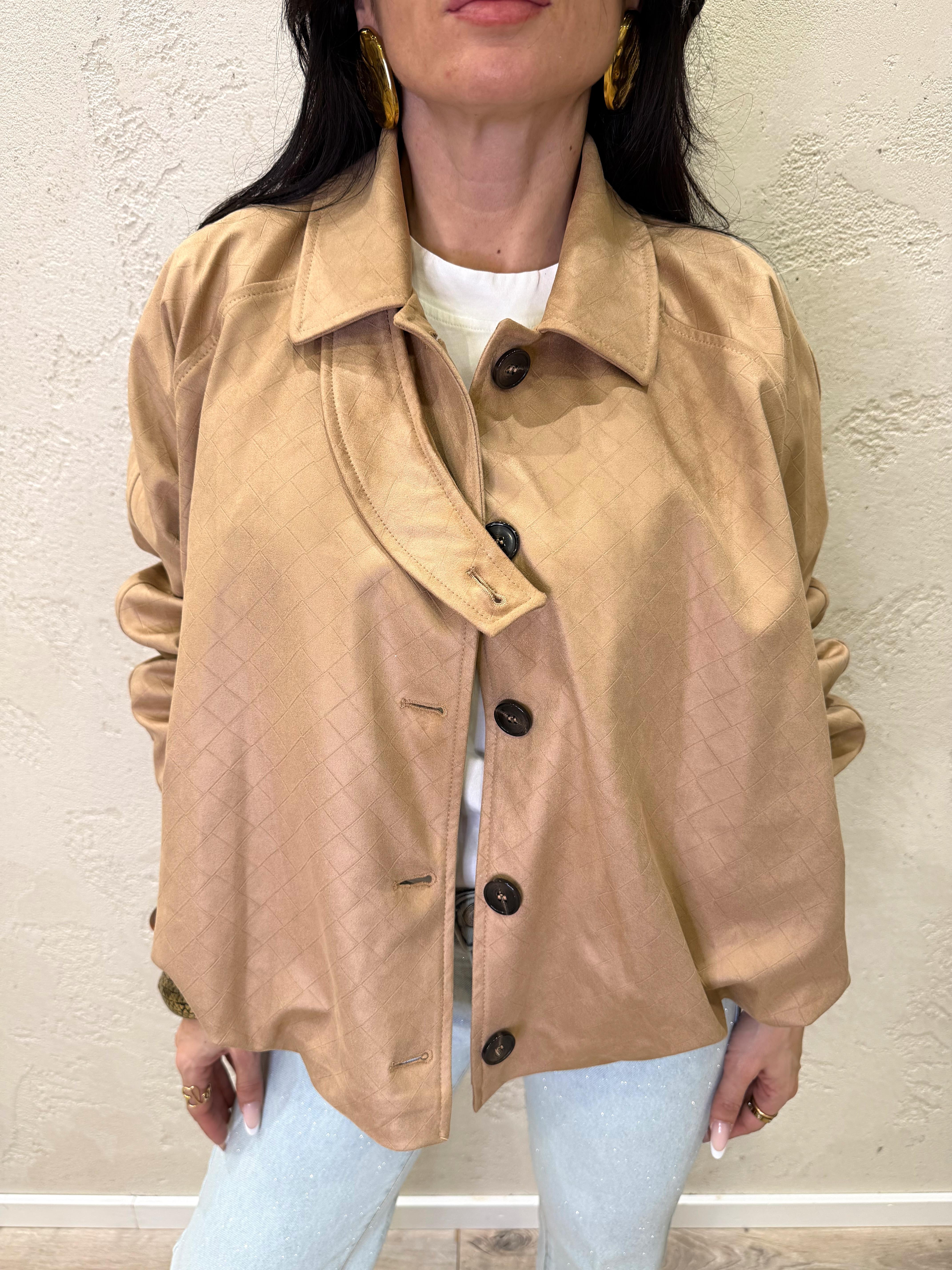 bomber in suede effetto intrecciato 26B4164 BEIGE TENSIONE IN 