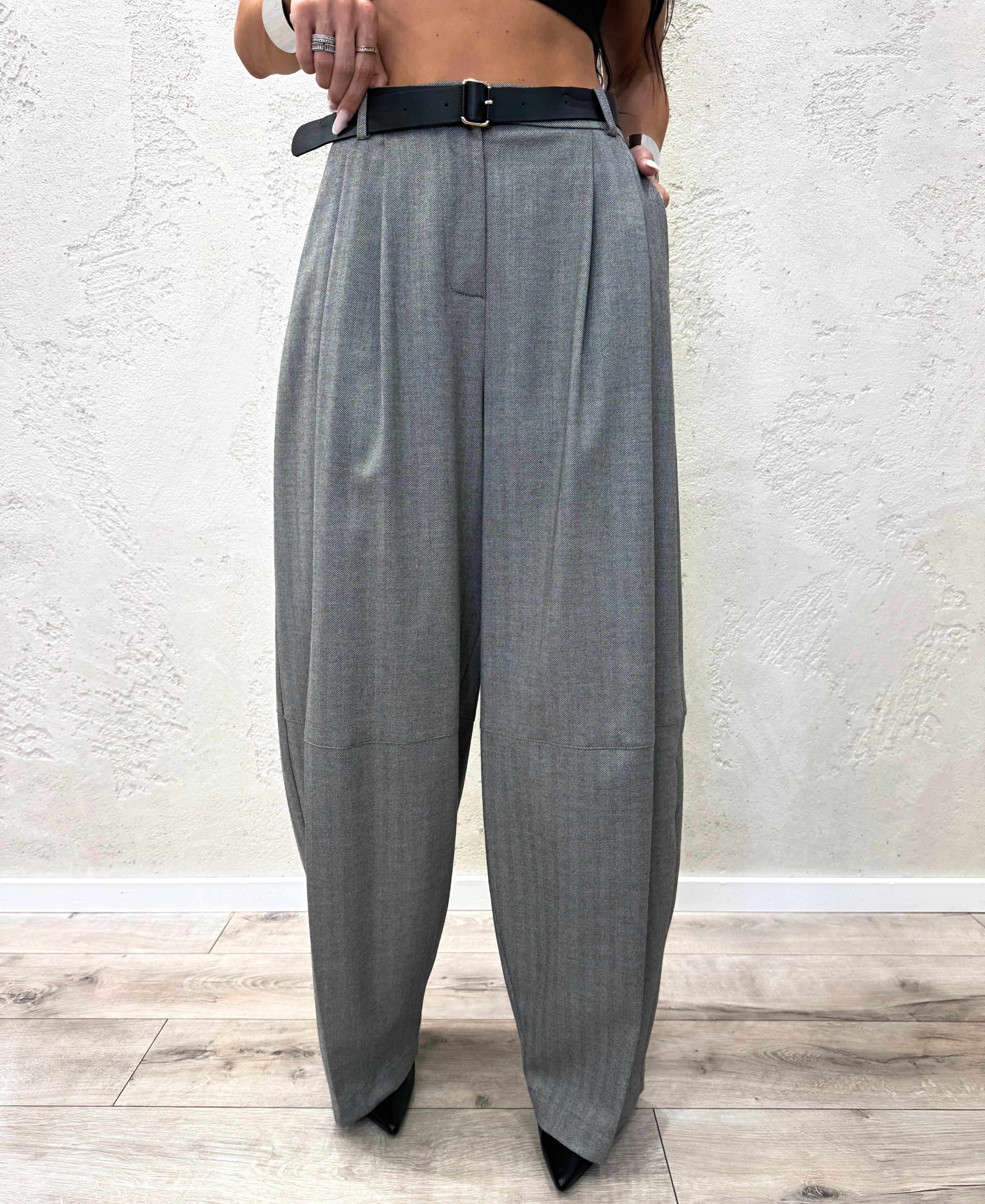 pantalone baloon fit a spina di pesce P6B4KGD GRIGIO IMPERIAL 