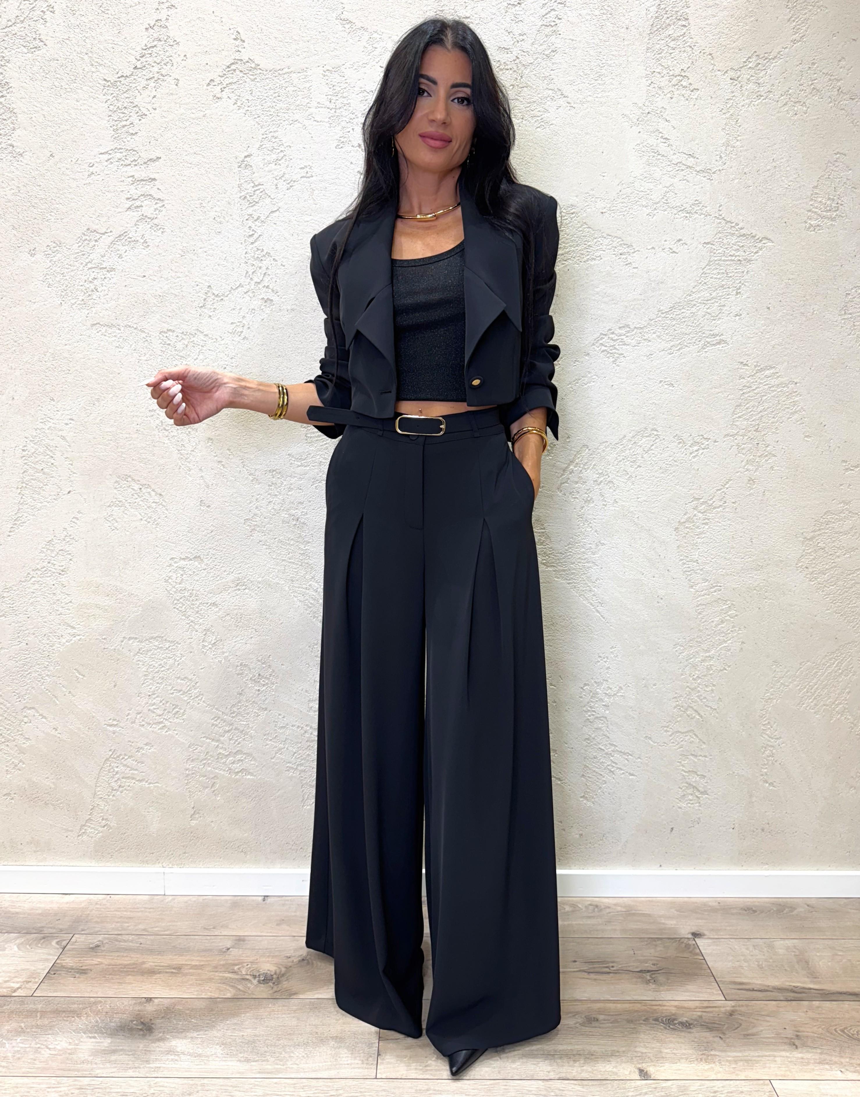 pantalone ampio con pinces PEZ3KHXC NERO IMPERIAL 