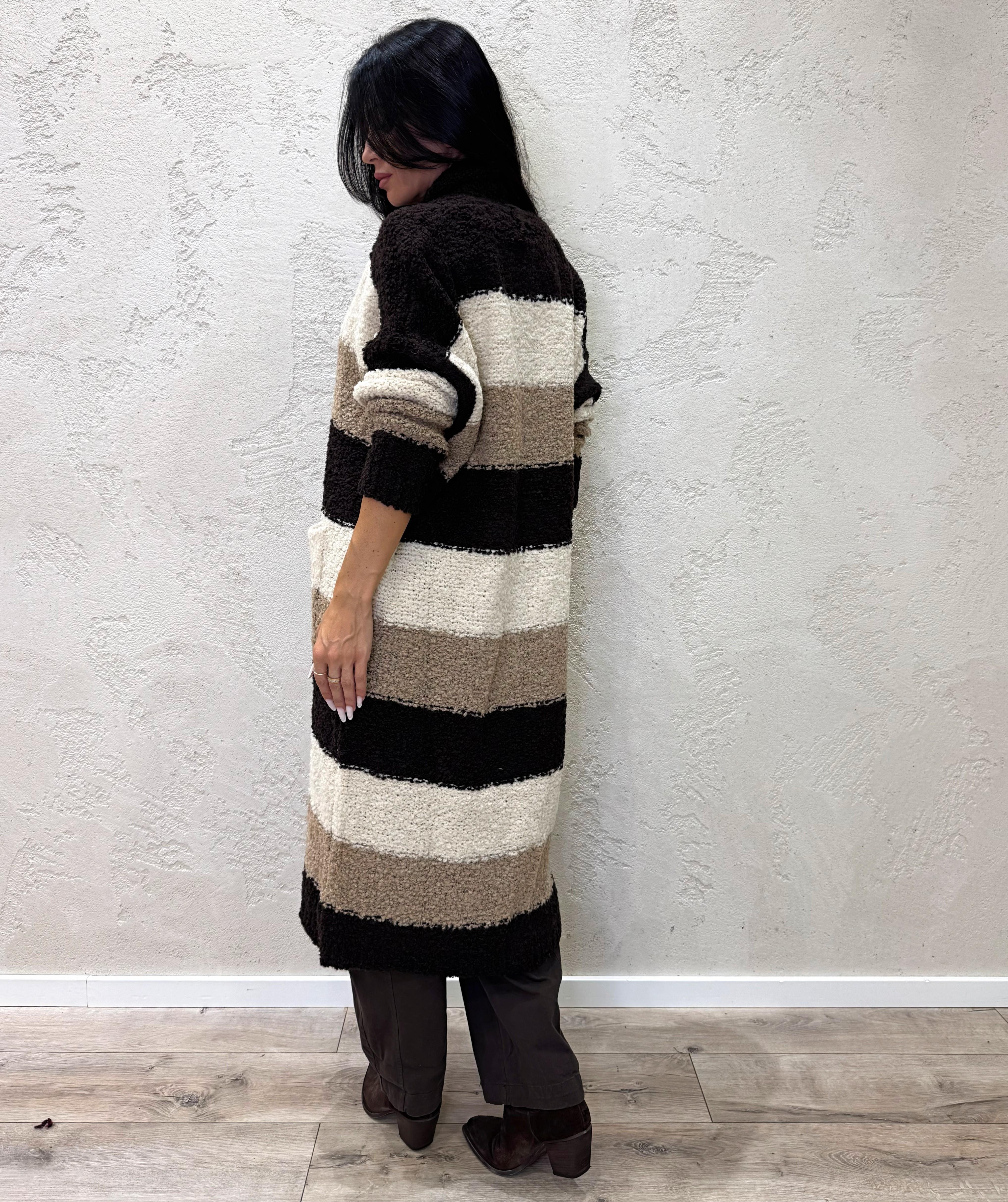 cardigan lungo misto lana e alpaca 3VV06 MORO SUSY MIX 