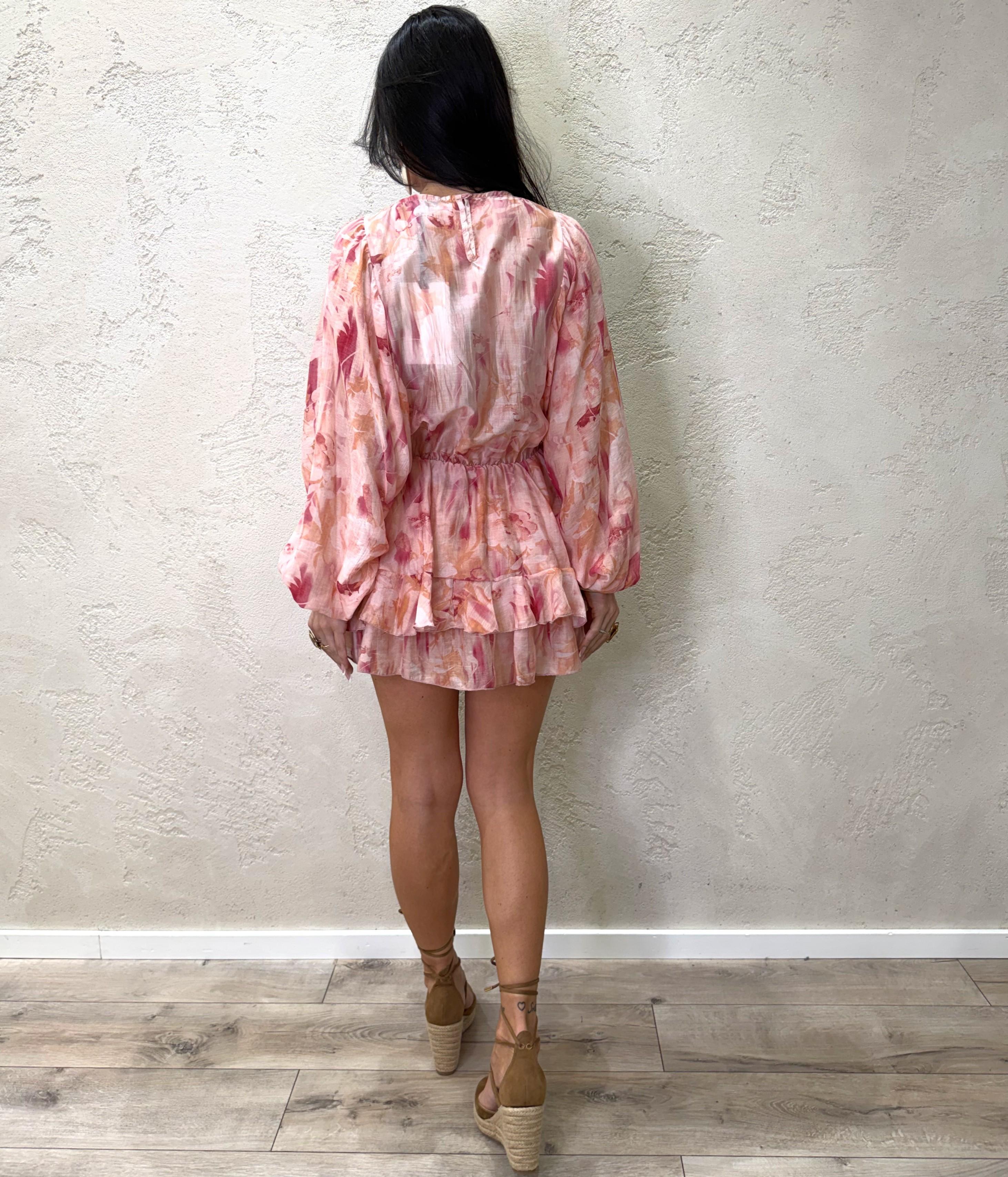 abito mini nuvola in lyocell in fantasia a fiori ANO-Q113 ROSA HAVEONE 