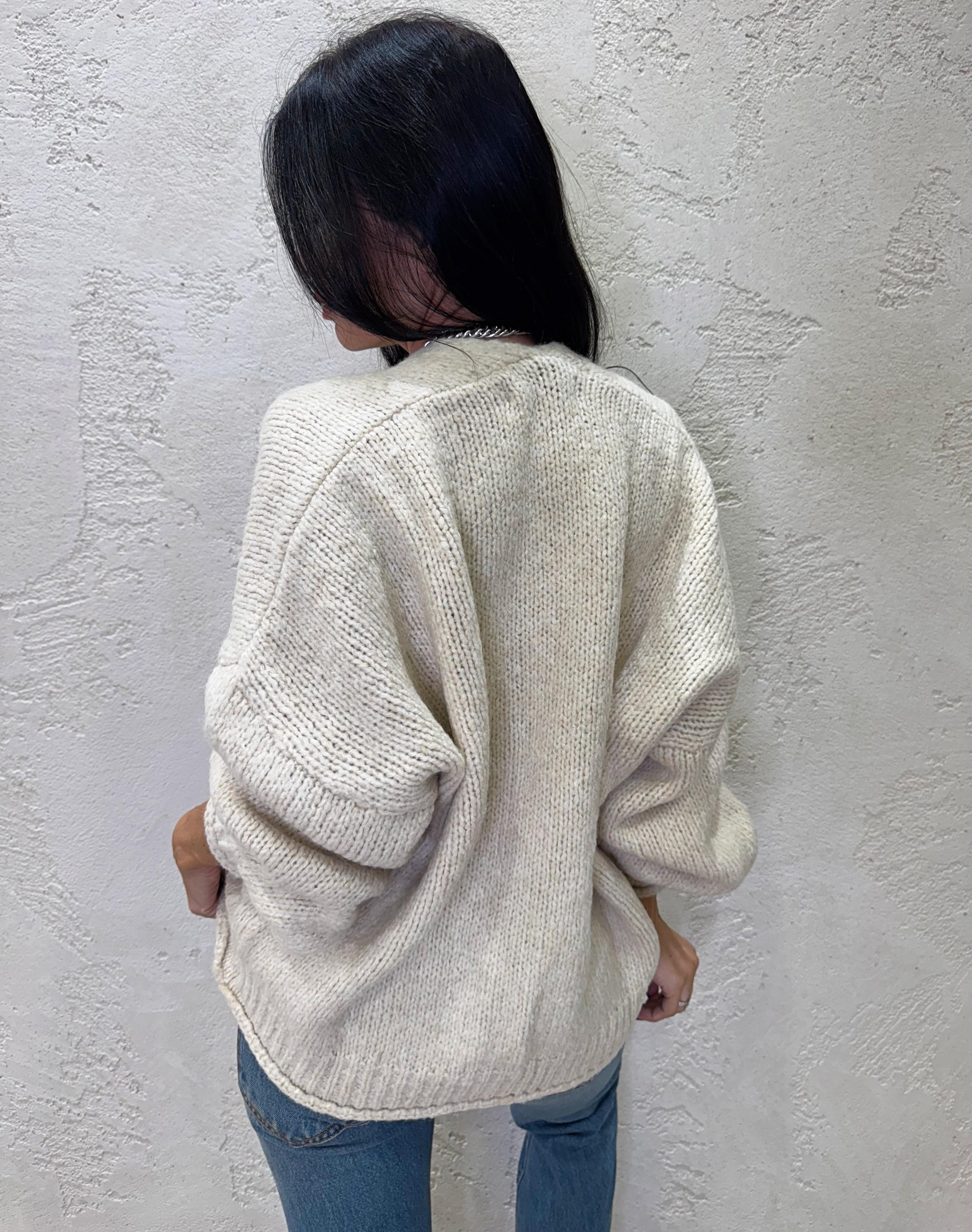 cardigan over misto lana e alpaca con bottoni JIT-P020 BURRO HAVEONE 