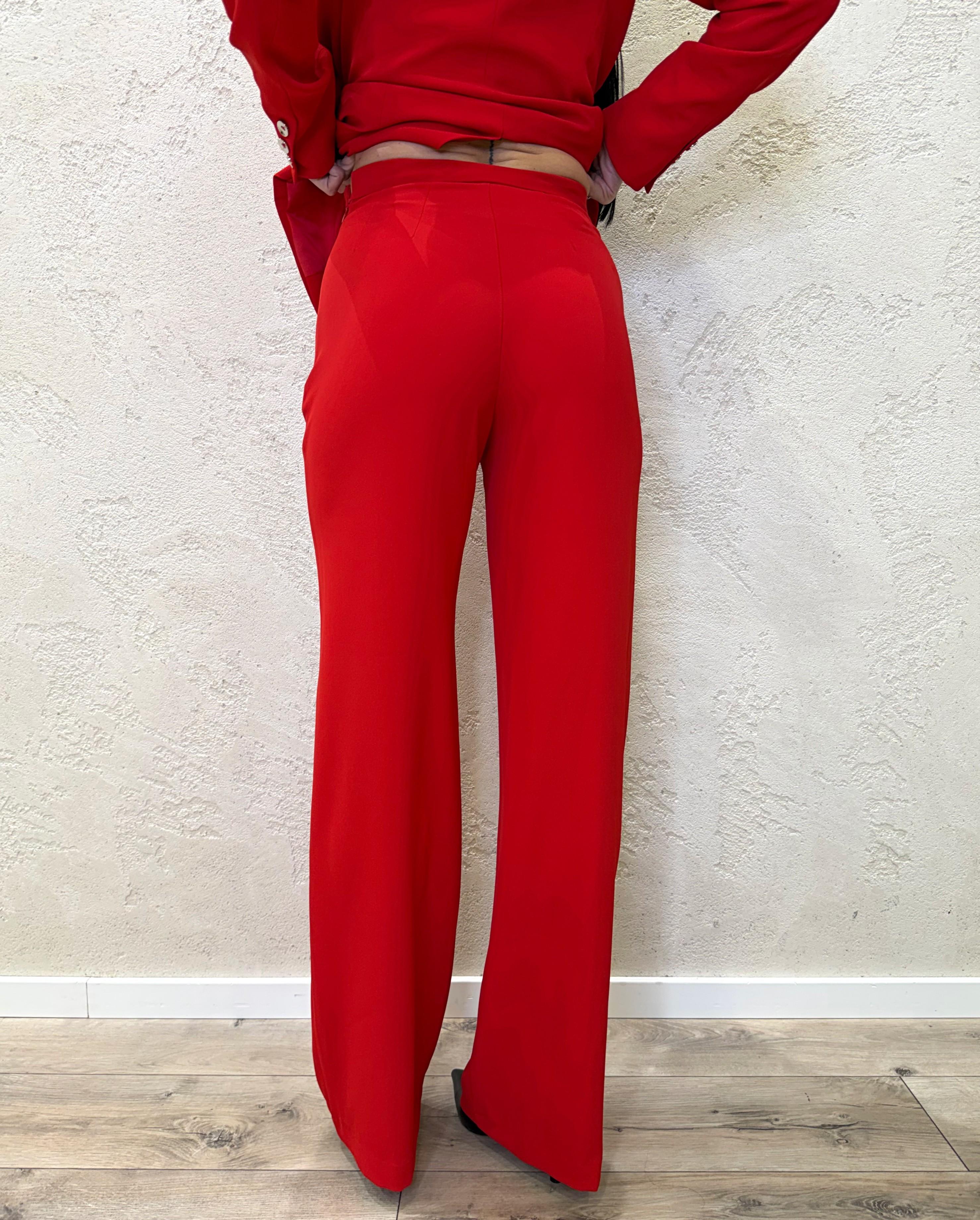 pantalone a palazzo vestibità morbida P9990023V ROSSO IMPERIAL 