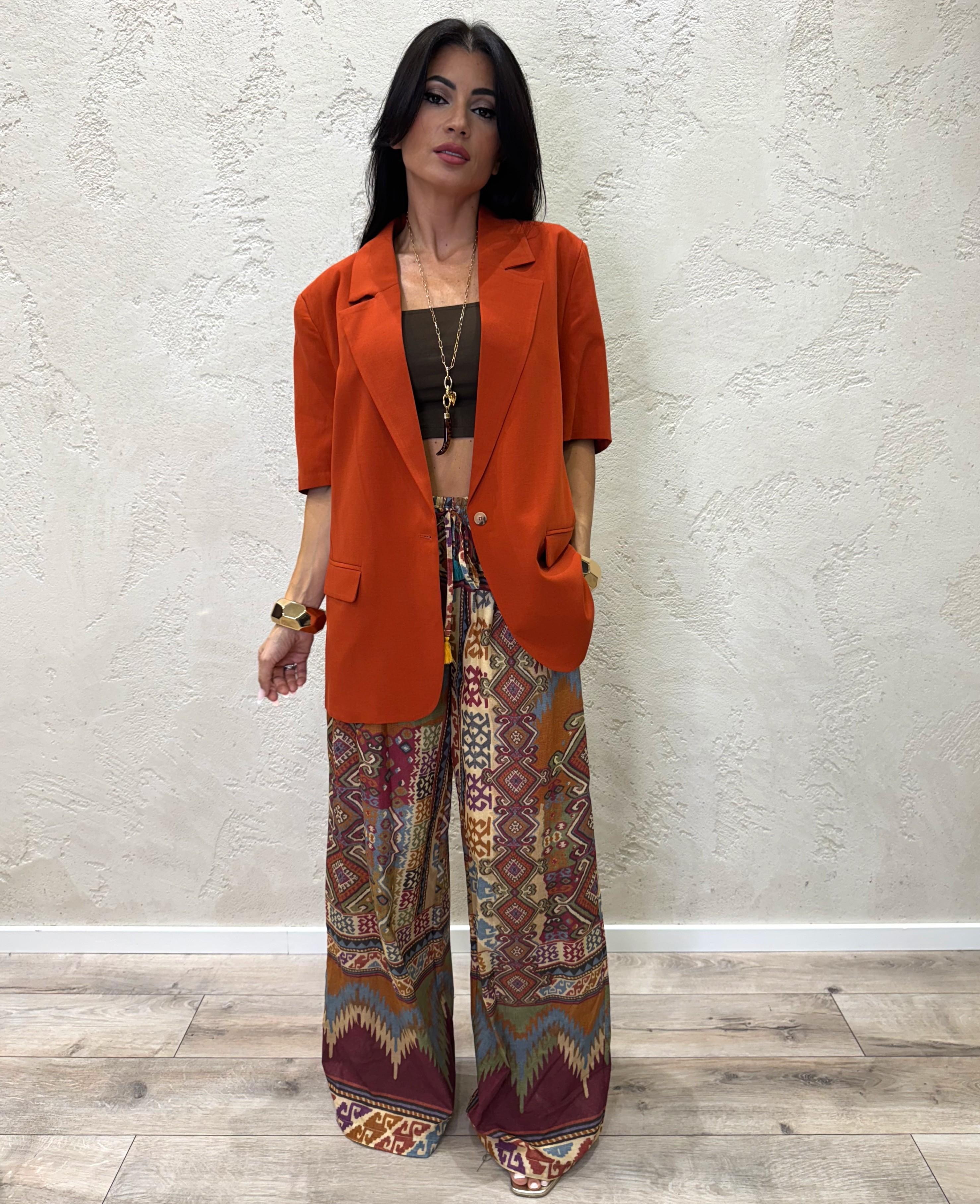 blazer over misto lino con maniche corte TD2392 ARAGOSTA VICOLO 