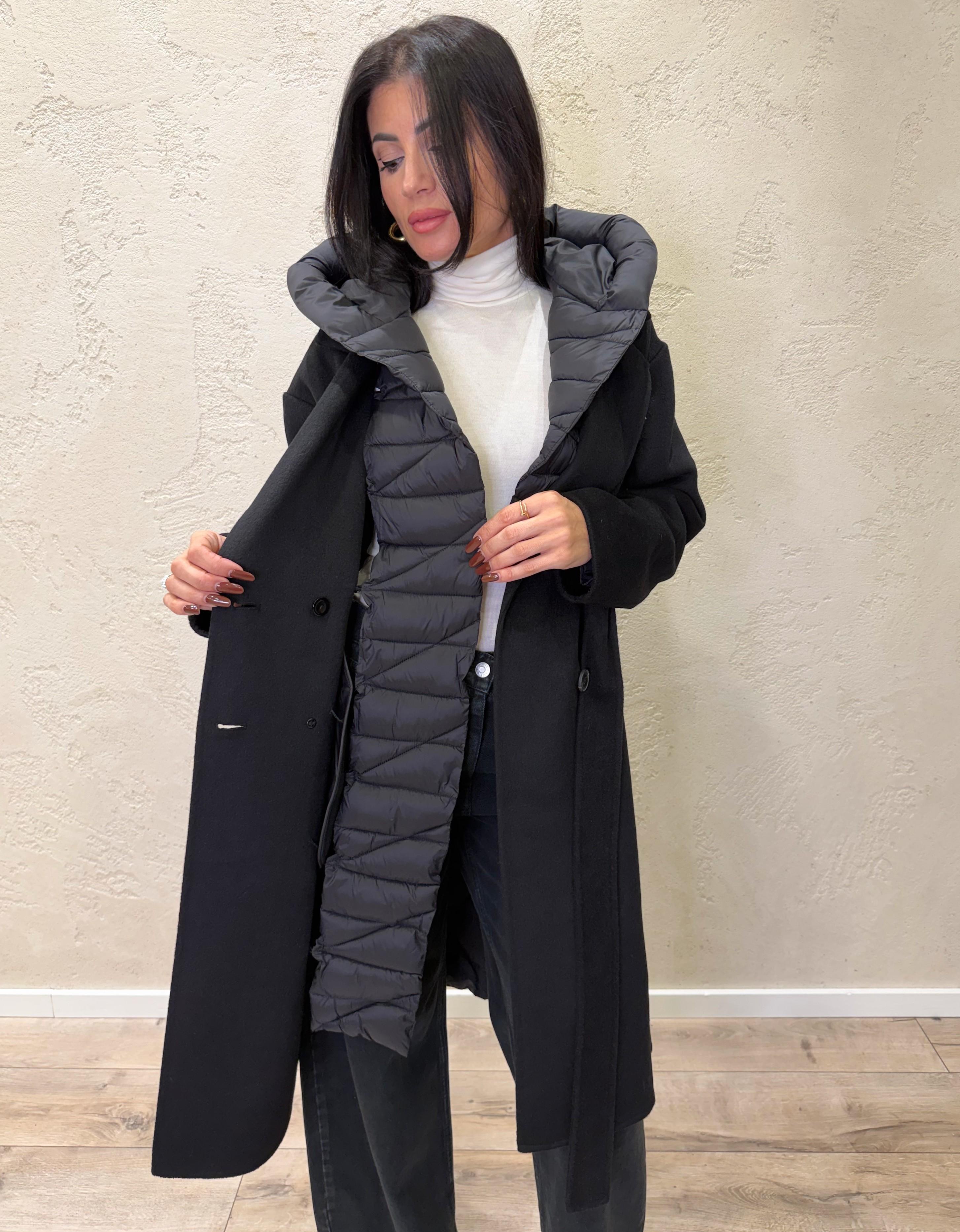 cappotto hand made in doppio tessuto misto lana TF0028 NERO VICOLO 