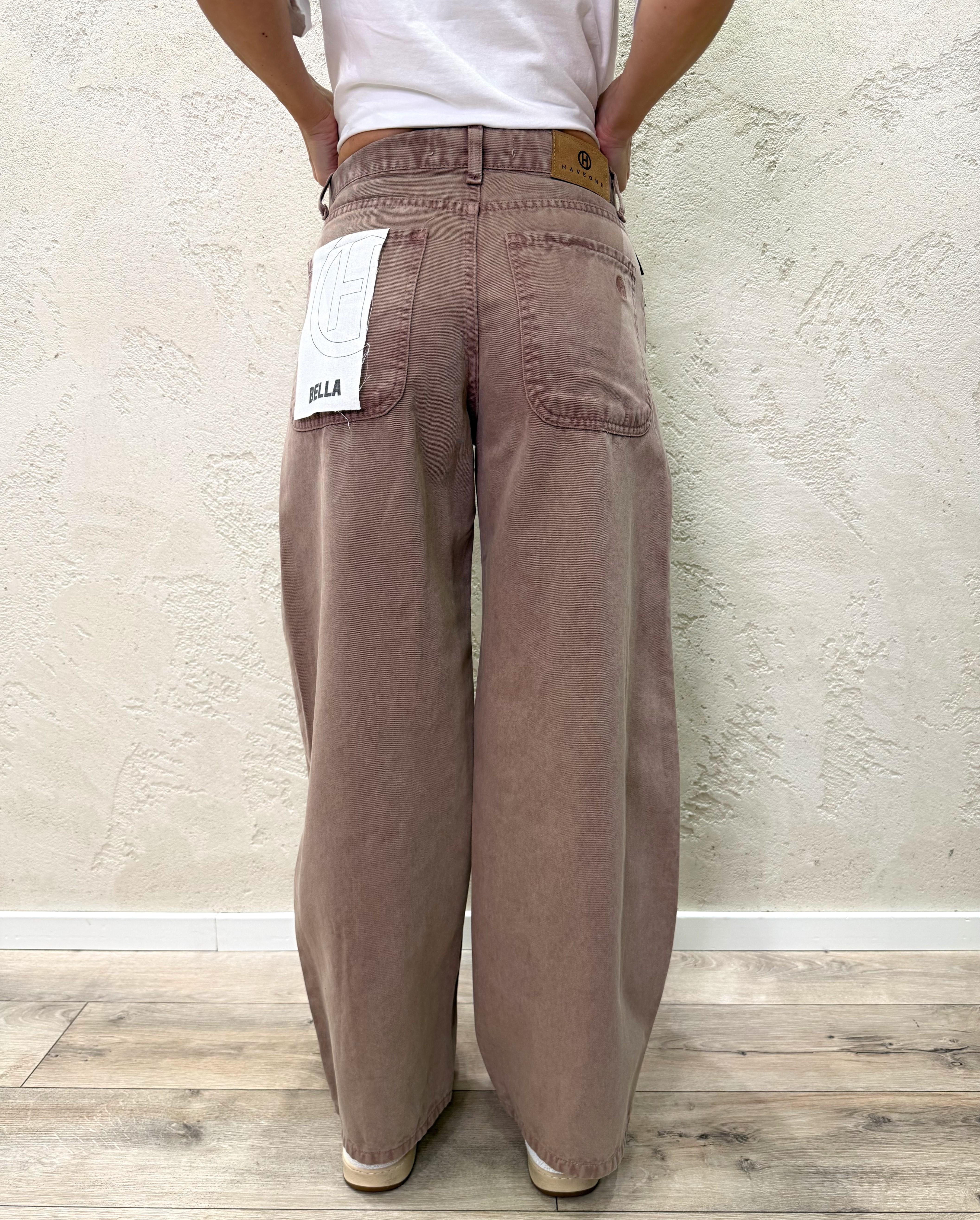 jeans modello bella wide leg in tela ferma PLS-Q030 CIPOLLA HAVEONE 