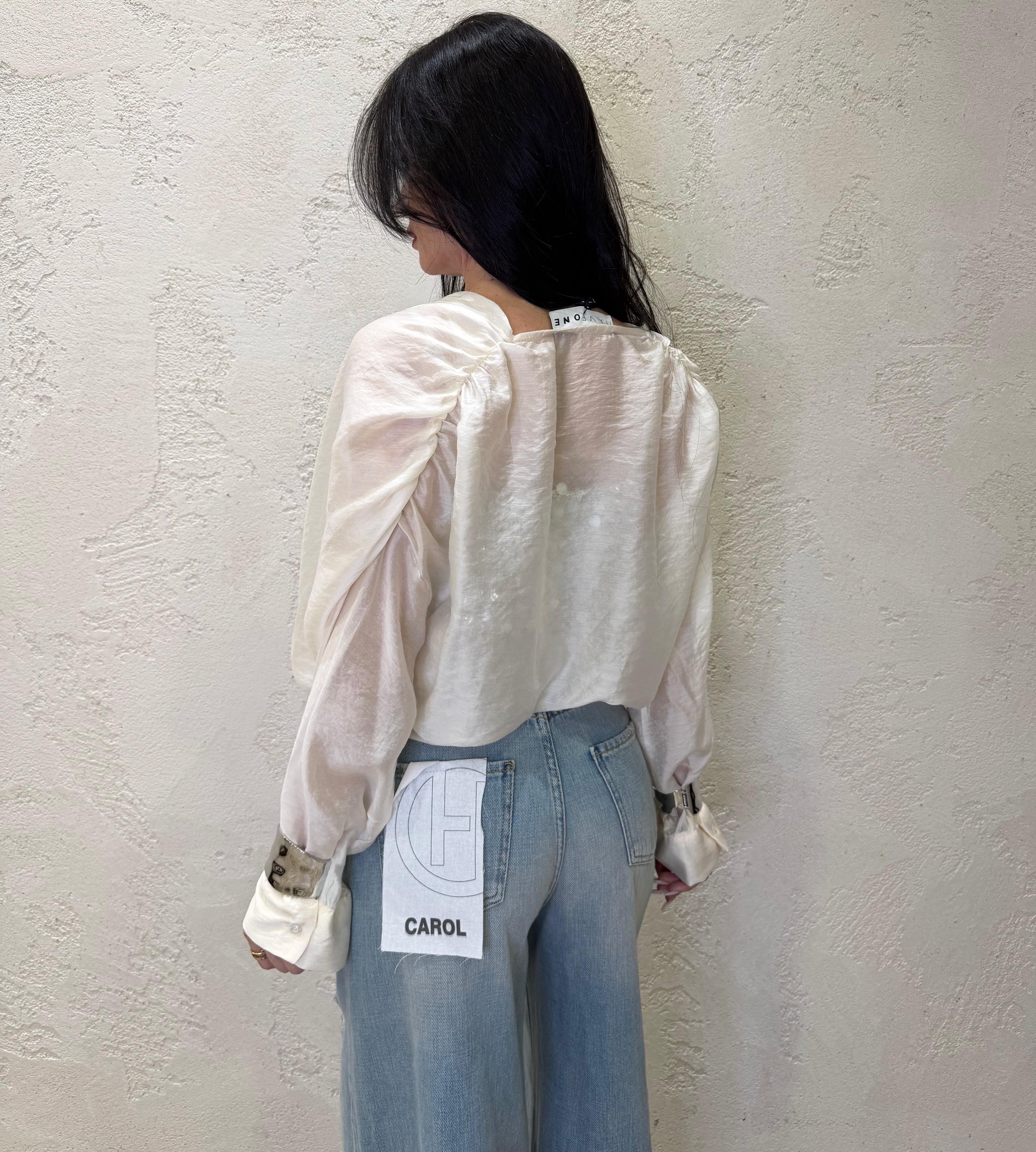 blusa morbida con top a fascia in pailettes CVS-Q071 BURRO HAVEONE 