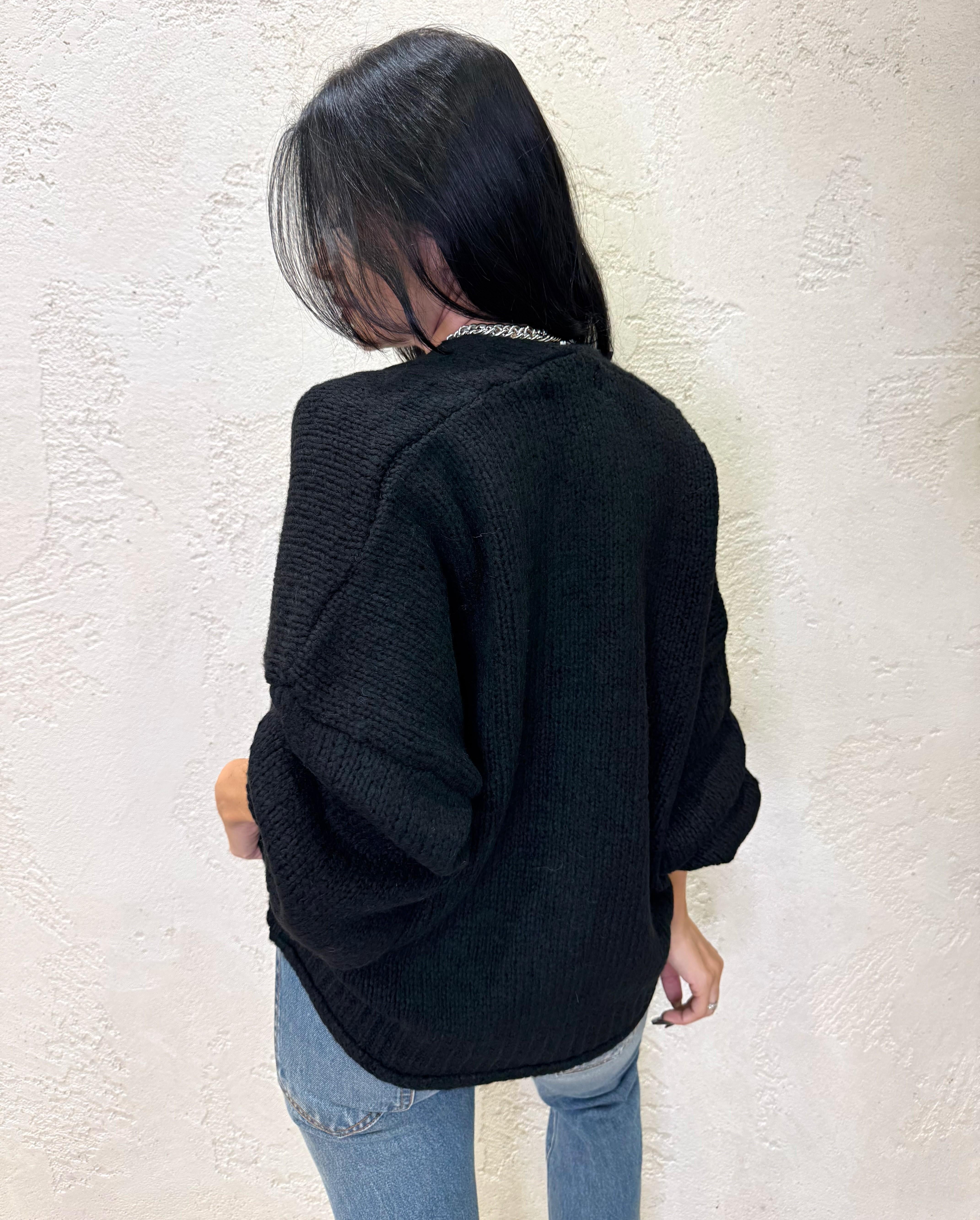 cardigan over misto lana e alpaca con bottoni JIT-P020 NERO HAVEONE 