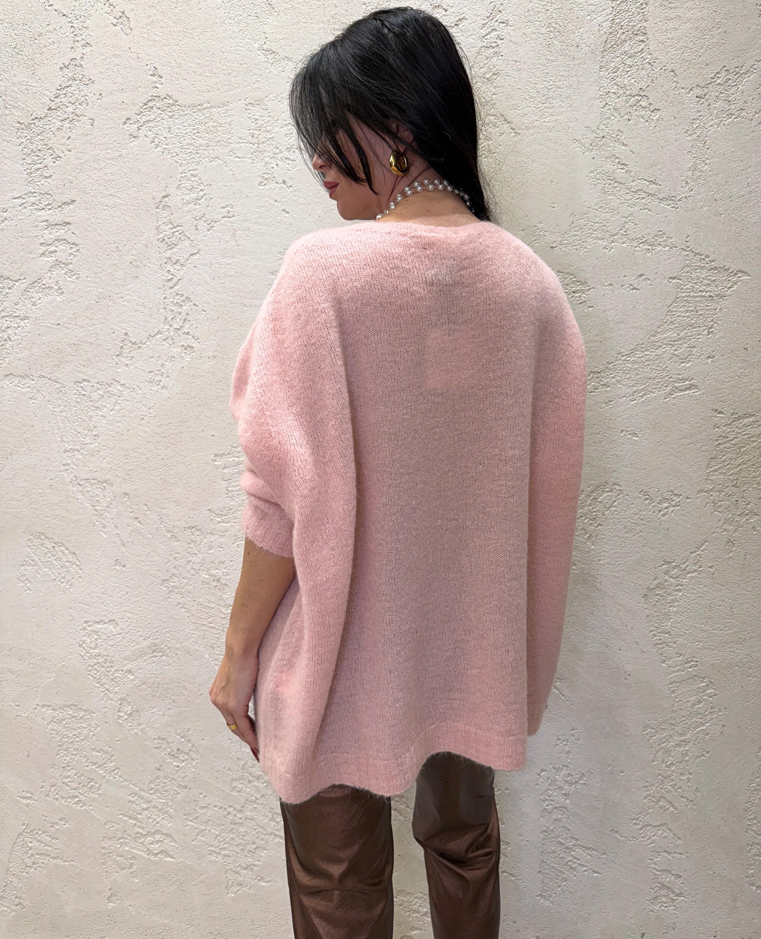 pull misto mohair a scatoletta vestibilità oversize 55225F ROSA VICOLO 