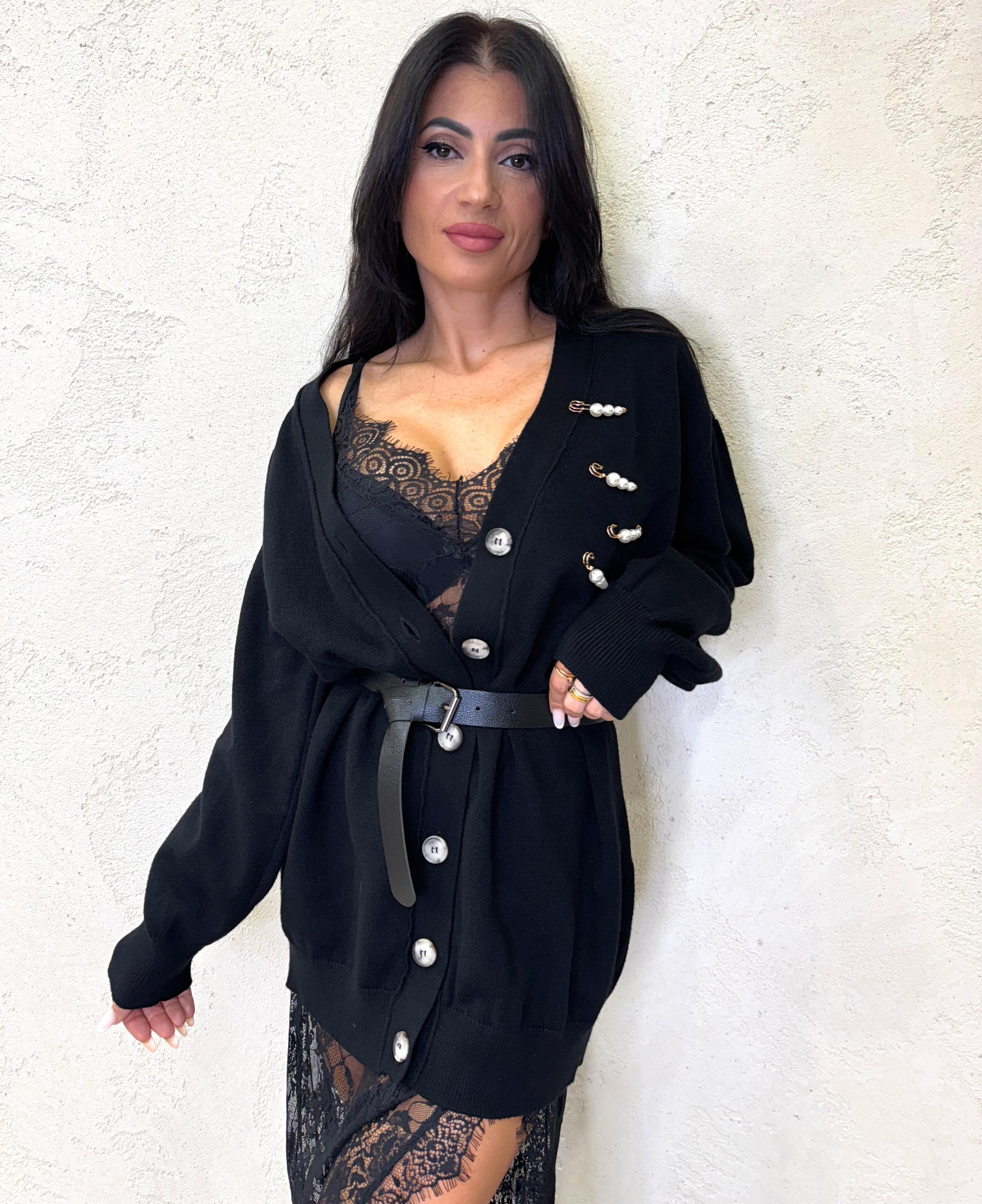 abito lungo in pizzo 37480 NERO TENSIONE IN 