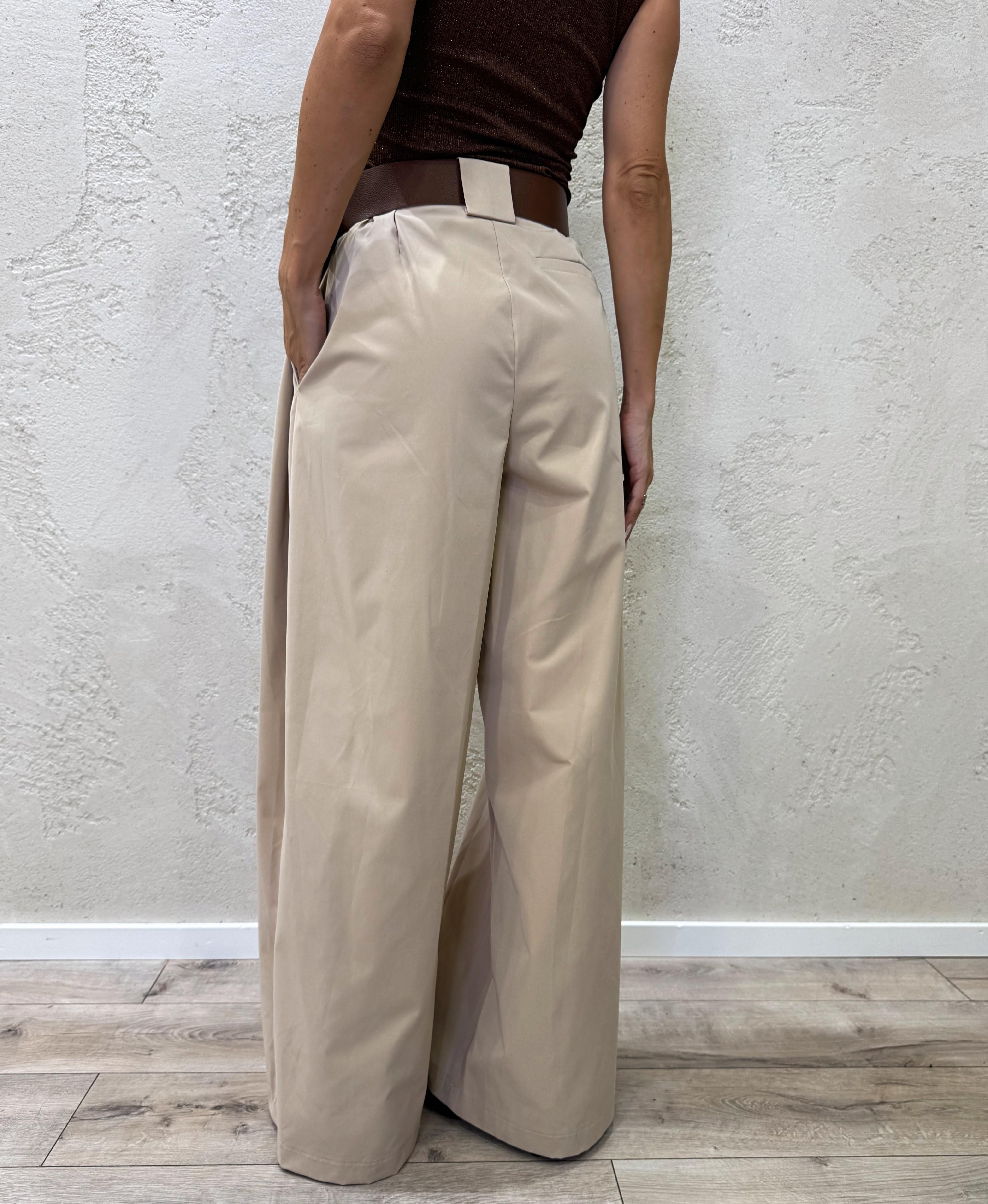 pantalone ampio con pinces PANPIN BEIGE ELEVI 