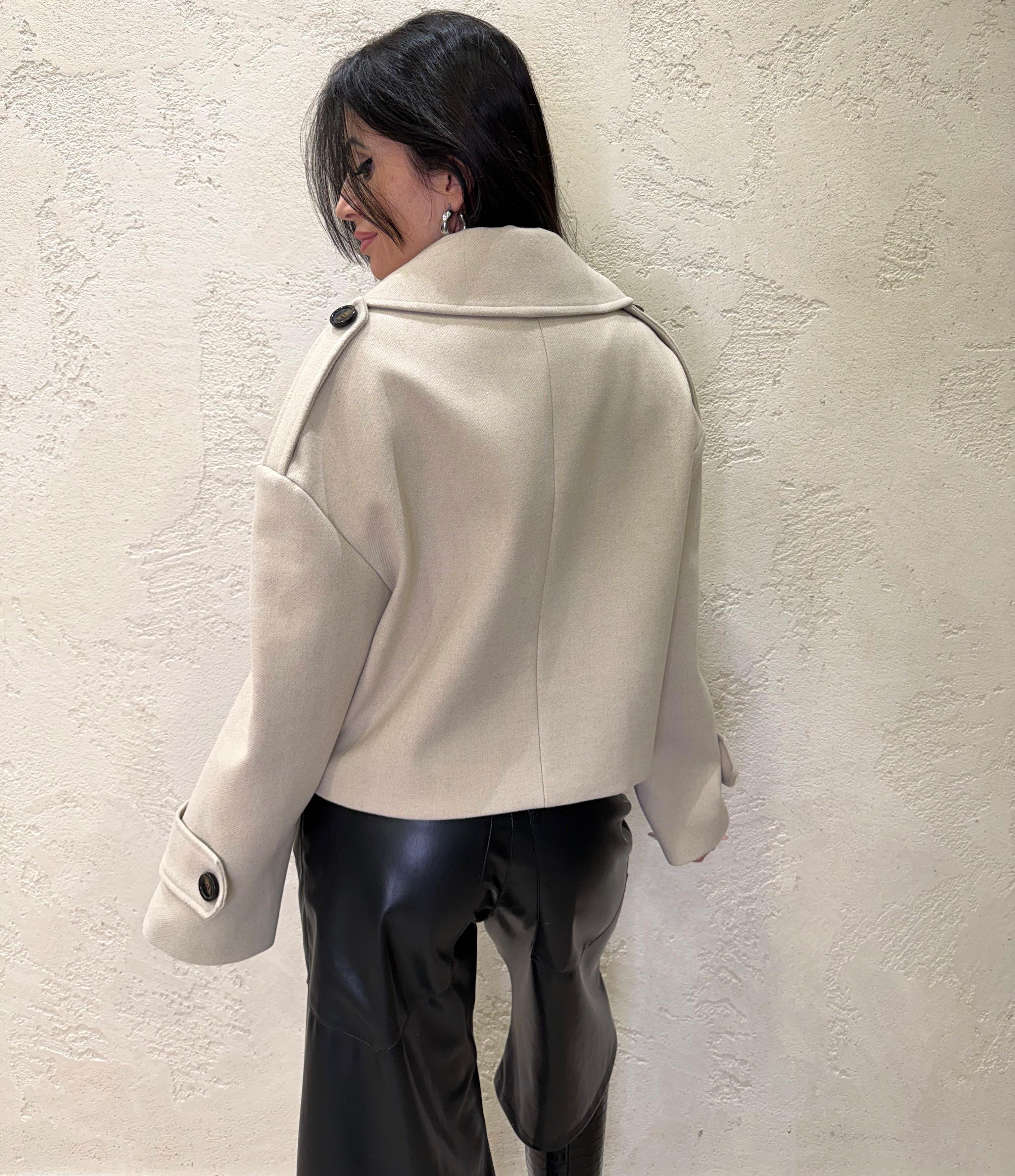 cappotto corto misto lana con chiusura doppio petto CP60SH KASHA TENSIONE IN 