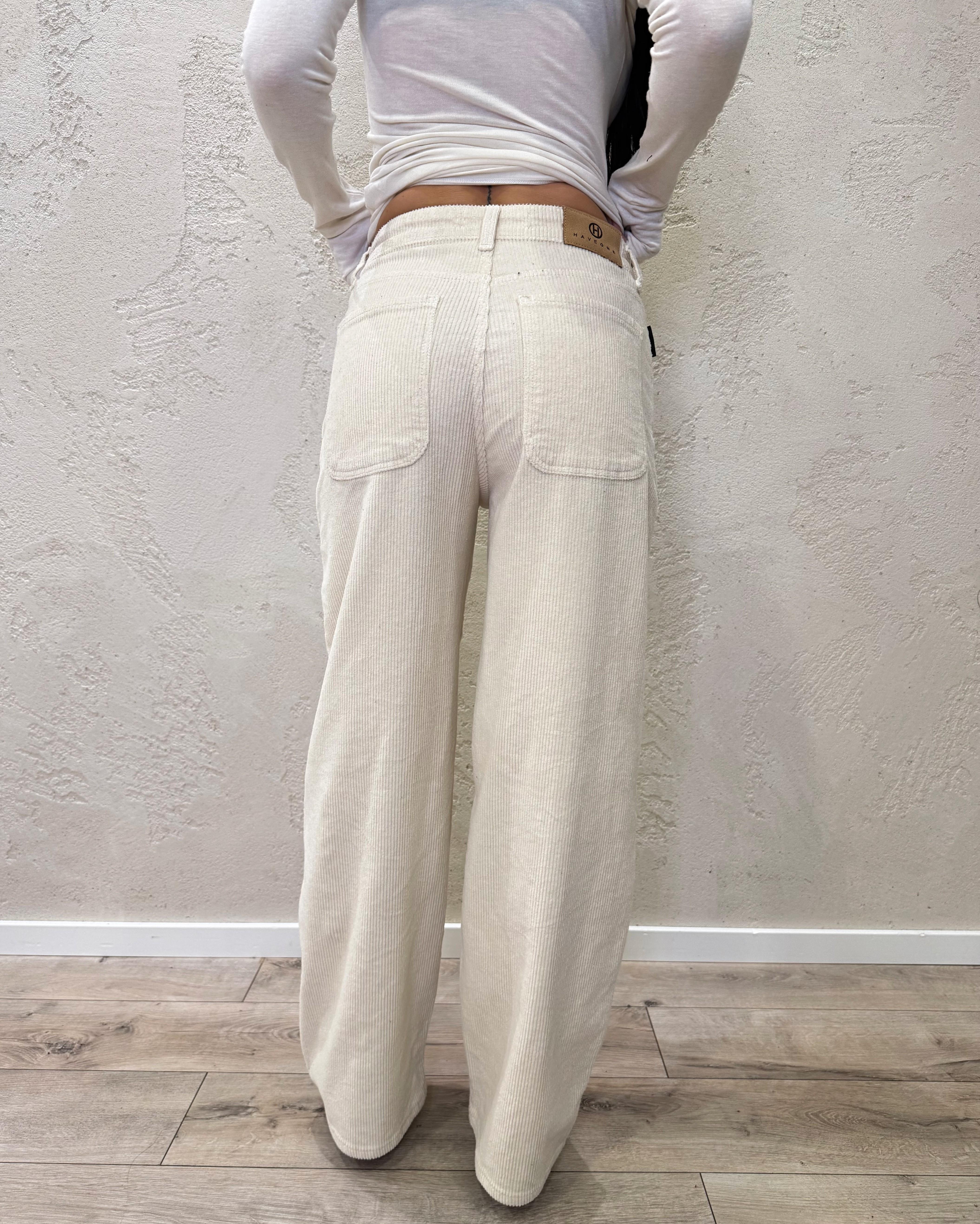 pantaloni a a gamba dritta in velluto a costine PLS-P238 BURRO HAVEONE 