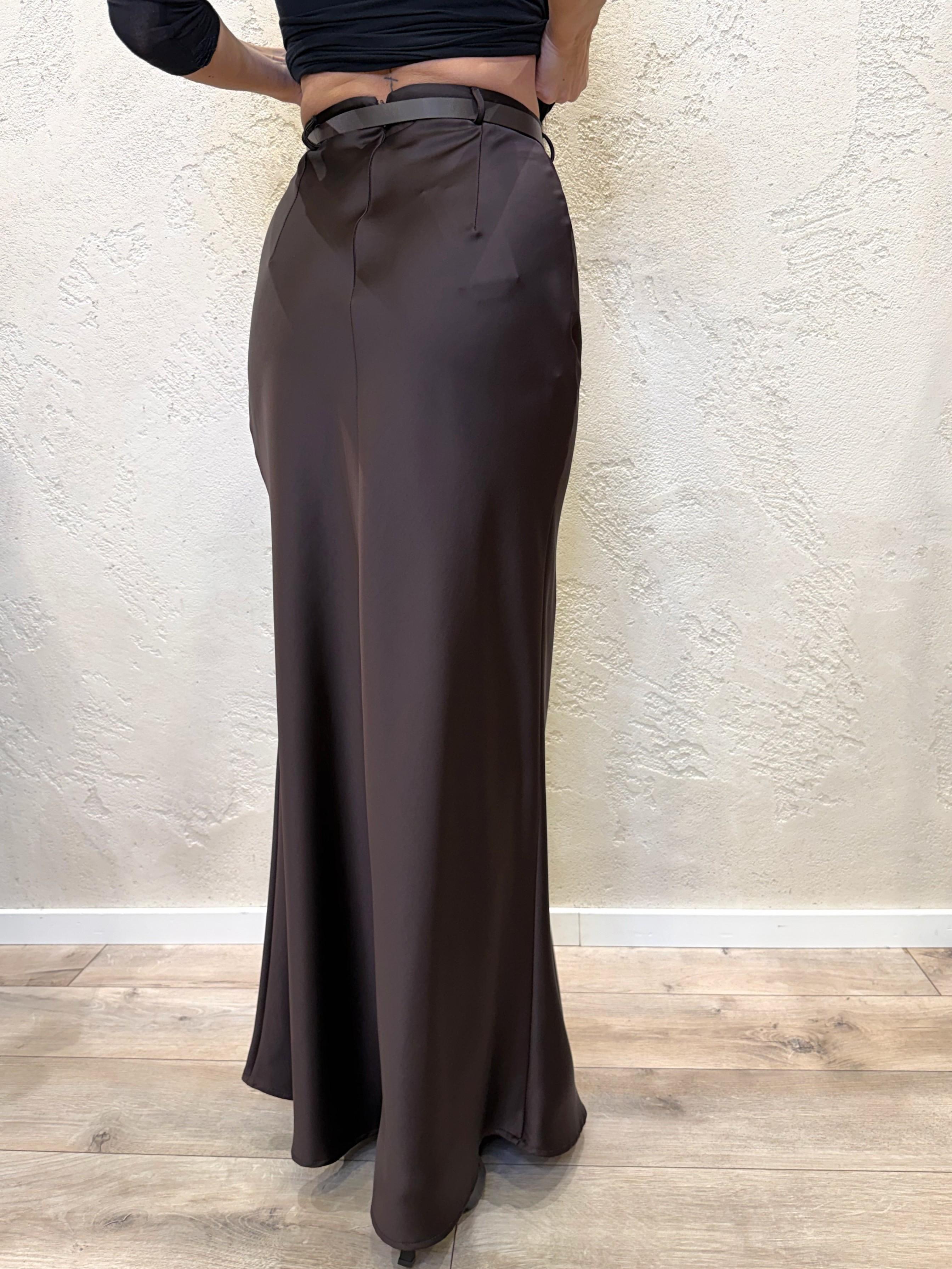 gonna lunga a sirena a vita alta effetto satinato GMF4KBA MORO IMPERIAL 