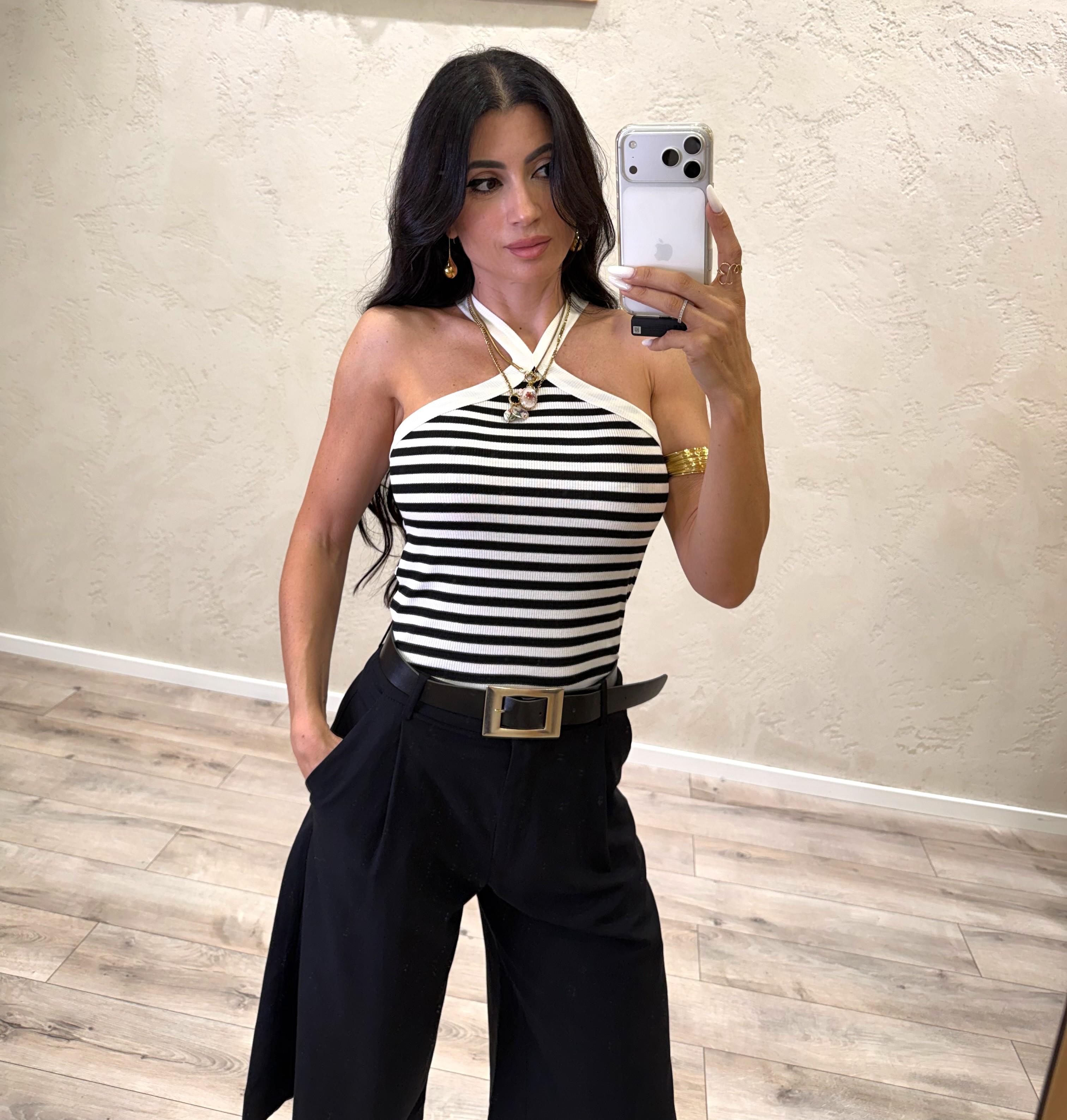 canotta a costine con scollo all'americana in viscosa elasticizzata 2722 NERO SUSY MIX 