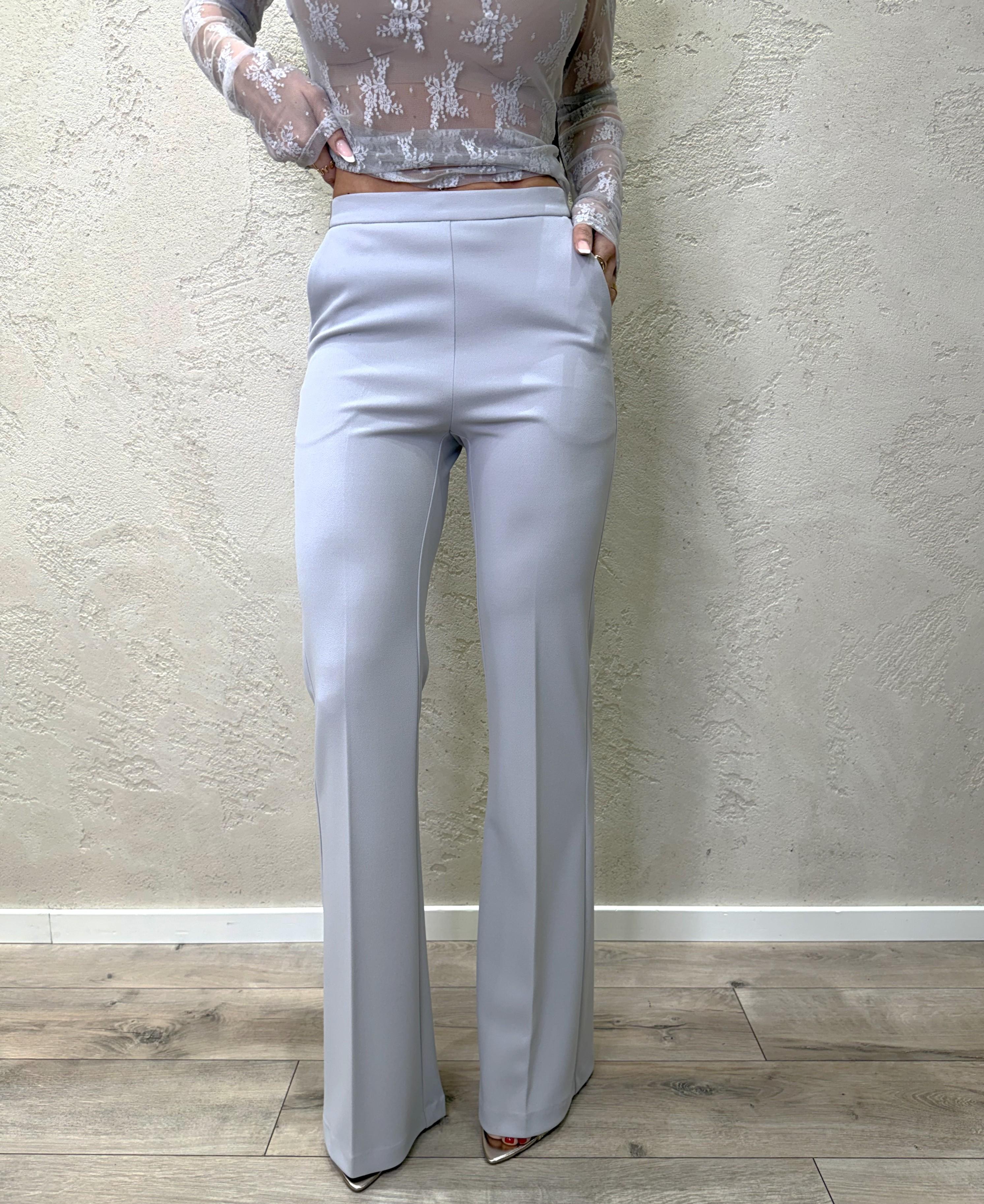 pantalone elgante a zampa in crepe elasticizzato P3E9LAW PERLA IMPERIAL 