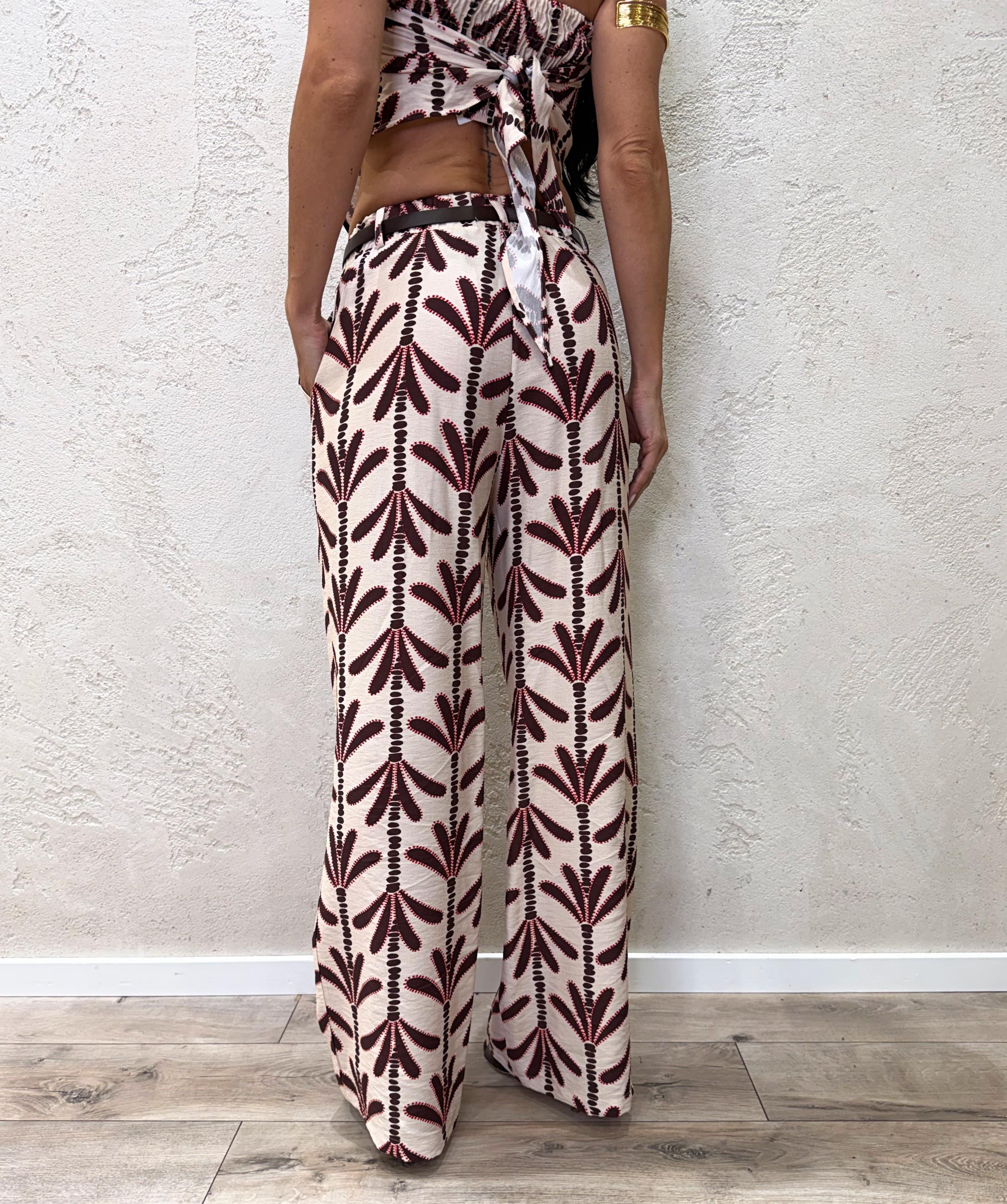 pantalone luido a palazzo con cintura integrata PIA-Q636 FANTASIA HAVEONE 
