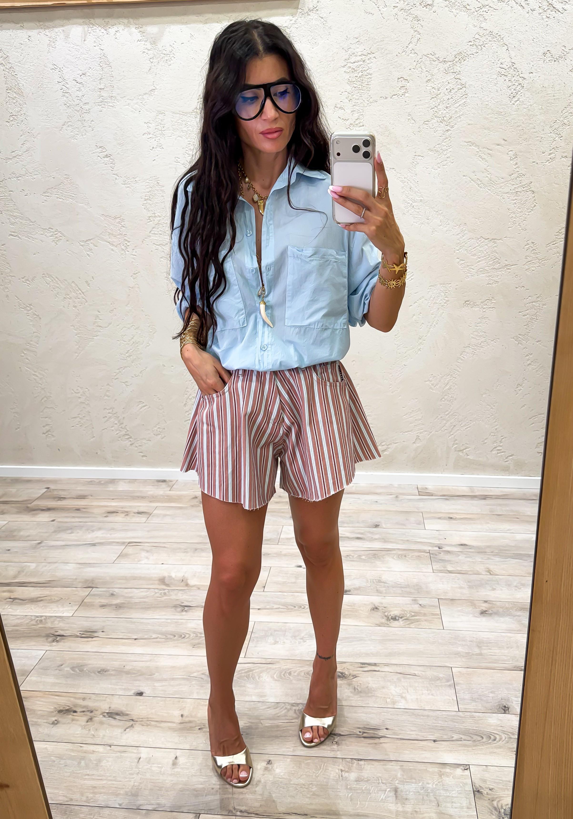 shorts in tela ferma modello a farfalla fantasia a righe PSB-Q680 MATTONE HAVEONE 