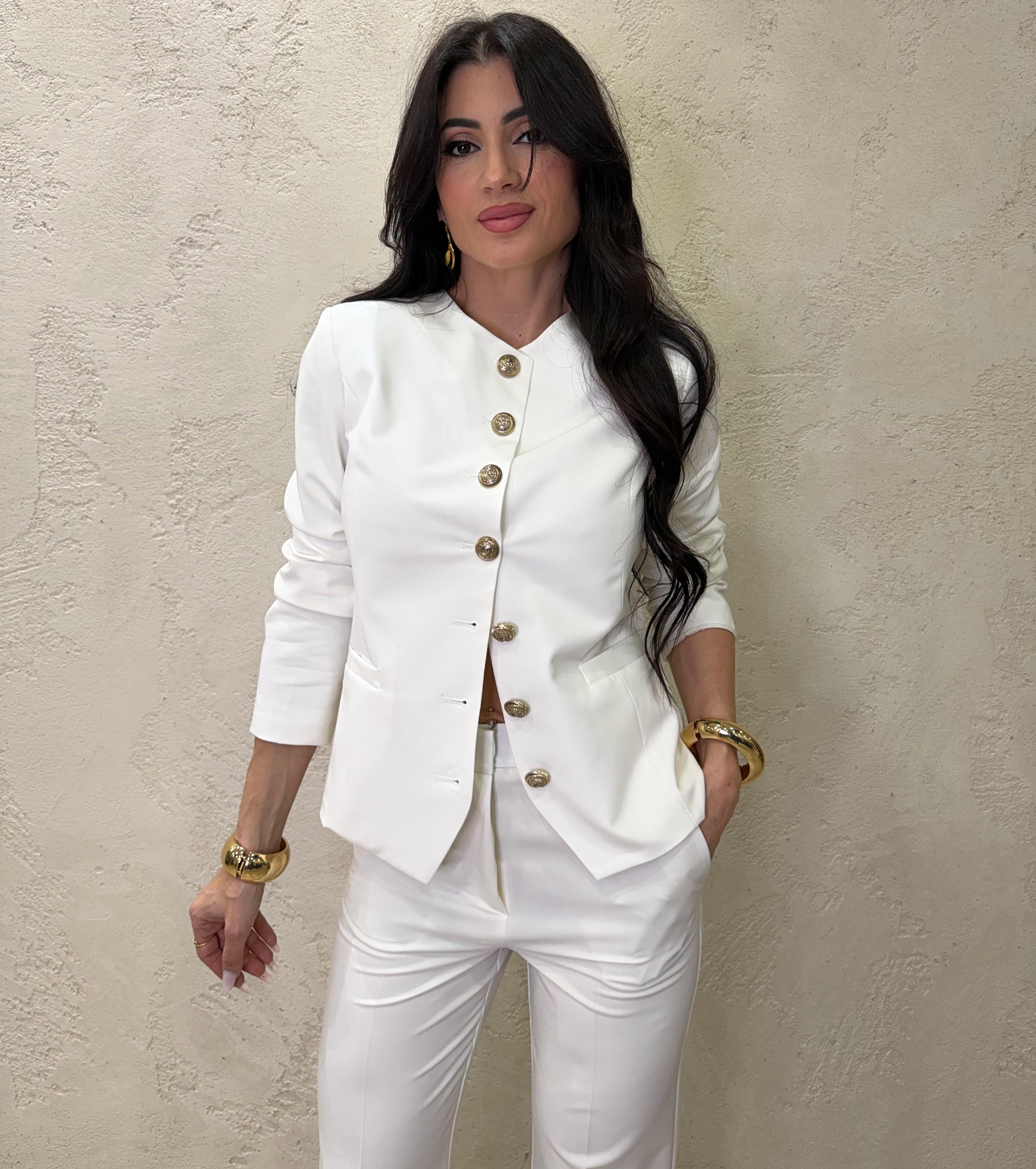 giacca chanellina infiancata TAB1716 GESSO VICOLO 