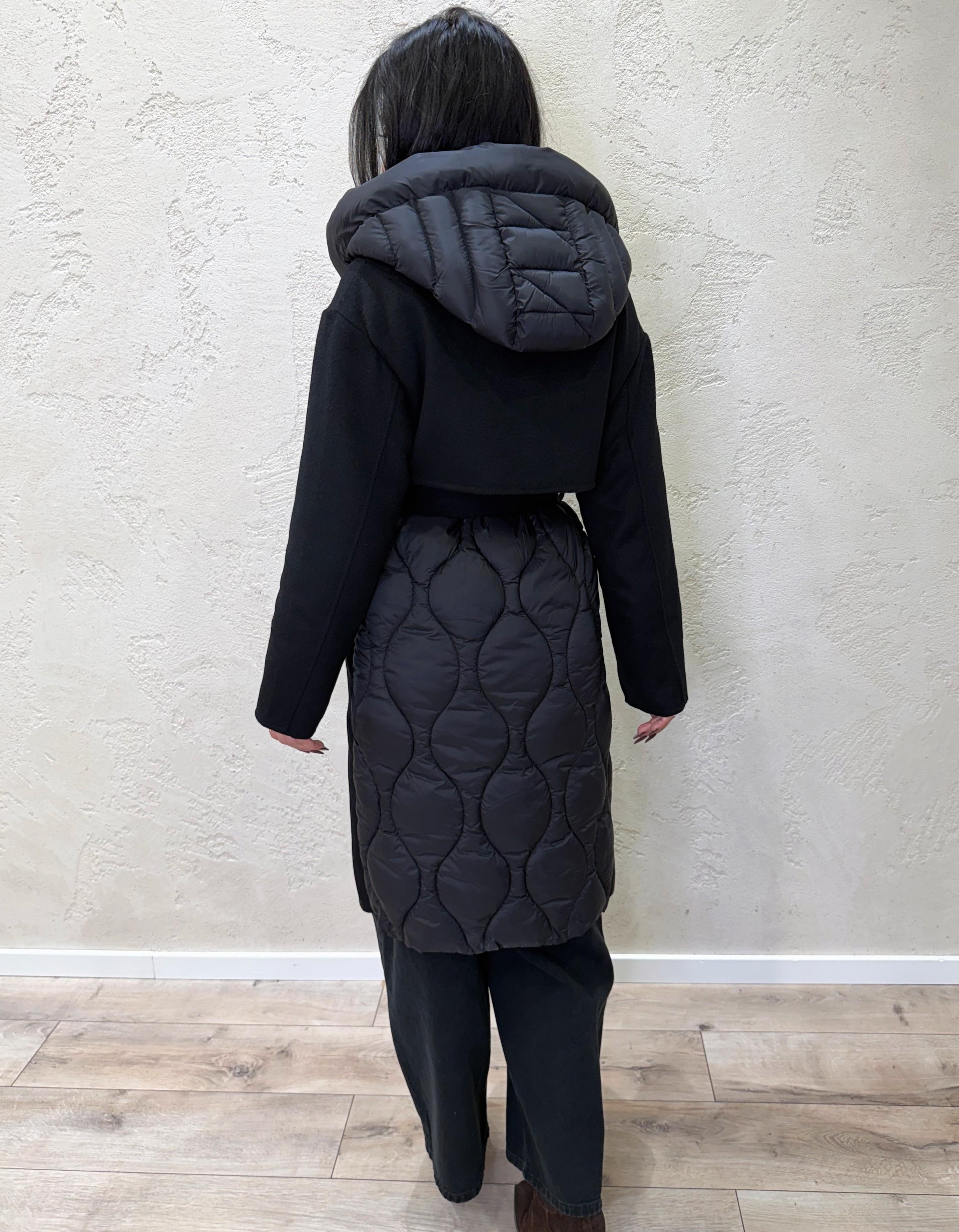 cappotto hand made in doppio tessuto misto lana TF0028 NERO VICOLO 