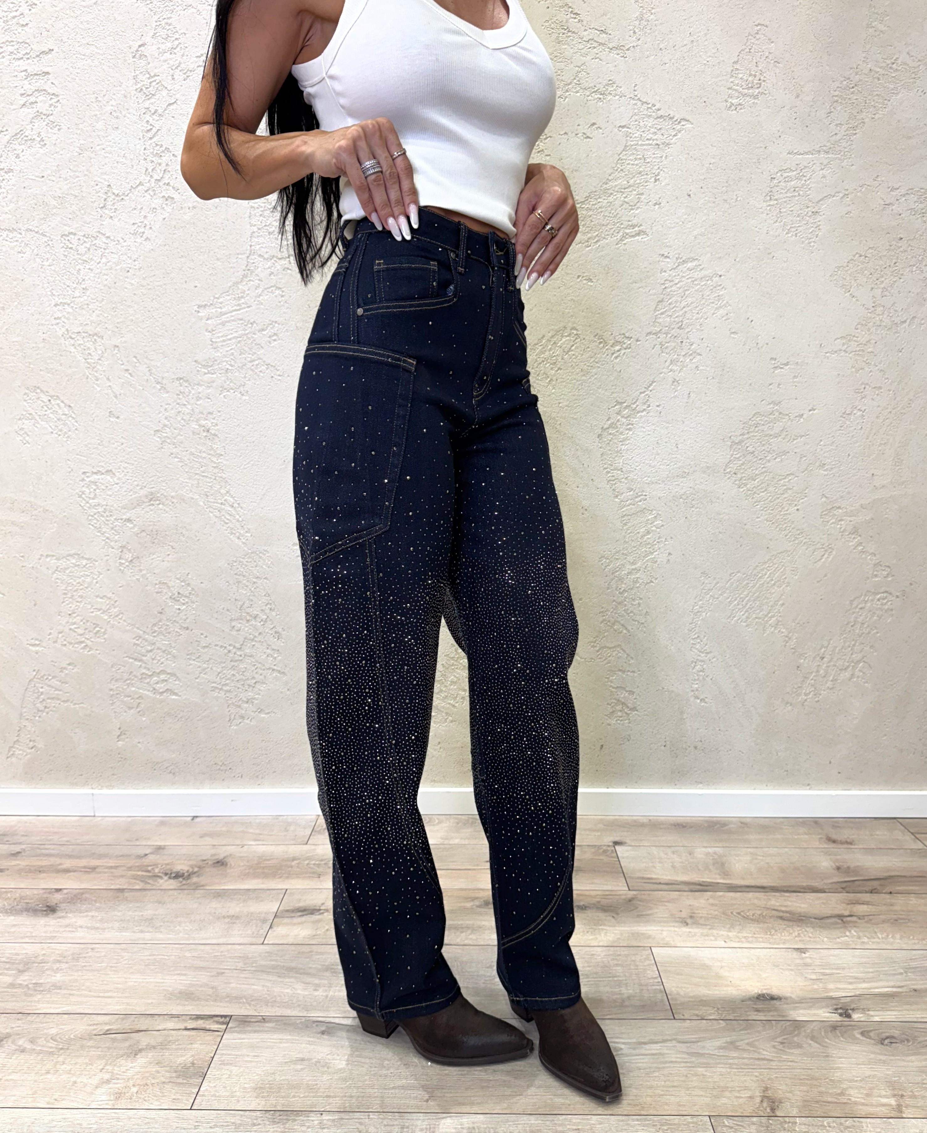 jeans baloon fit modello work con strass JNWORKSTRASS BLU NOTTE ELEVI 