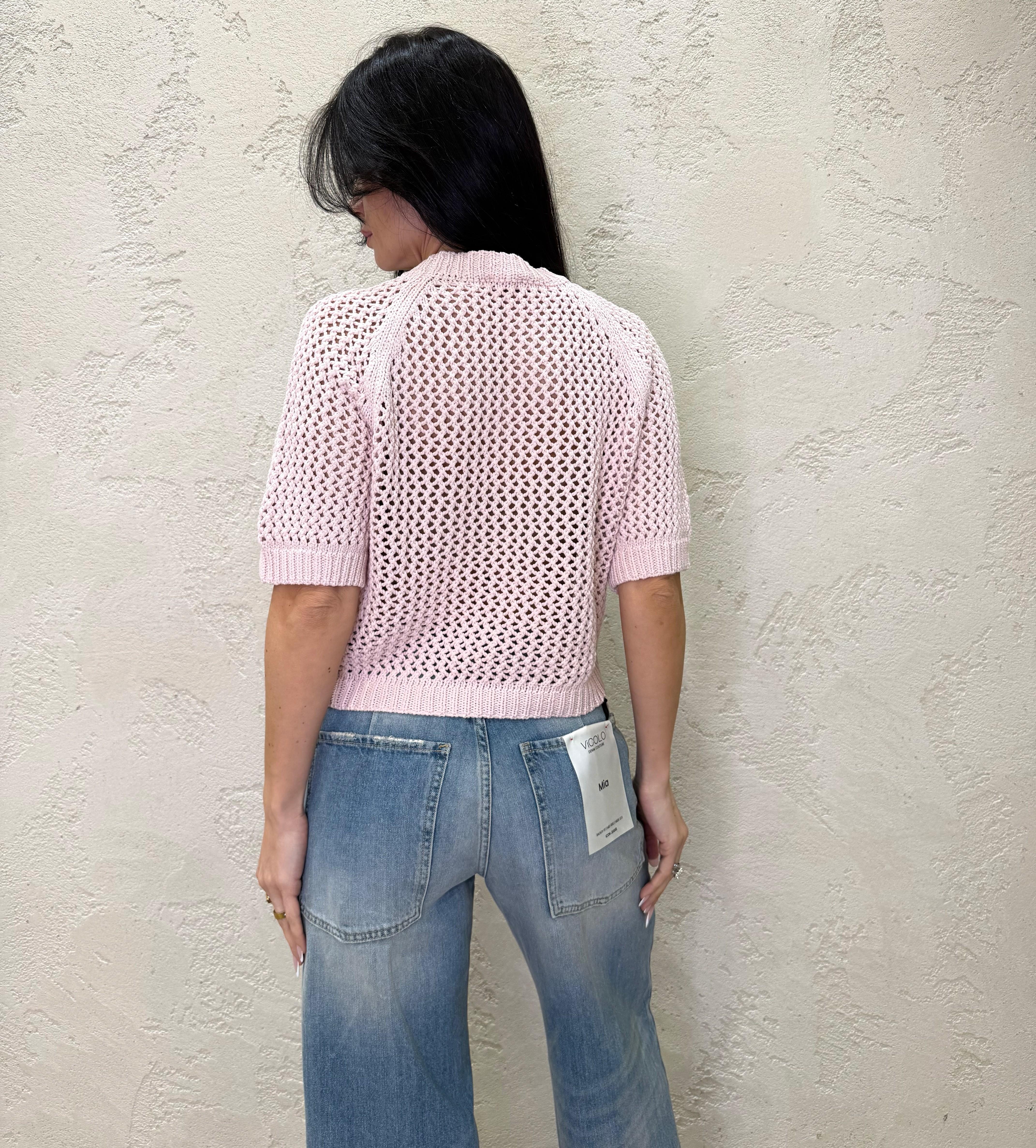 maglia traforata in 100% cotone 30009 ROSA SUSY MIX 