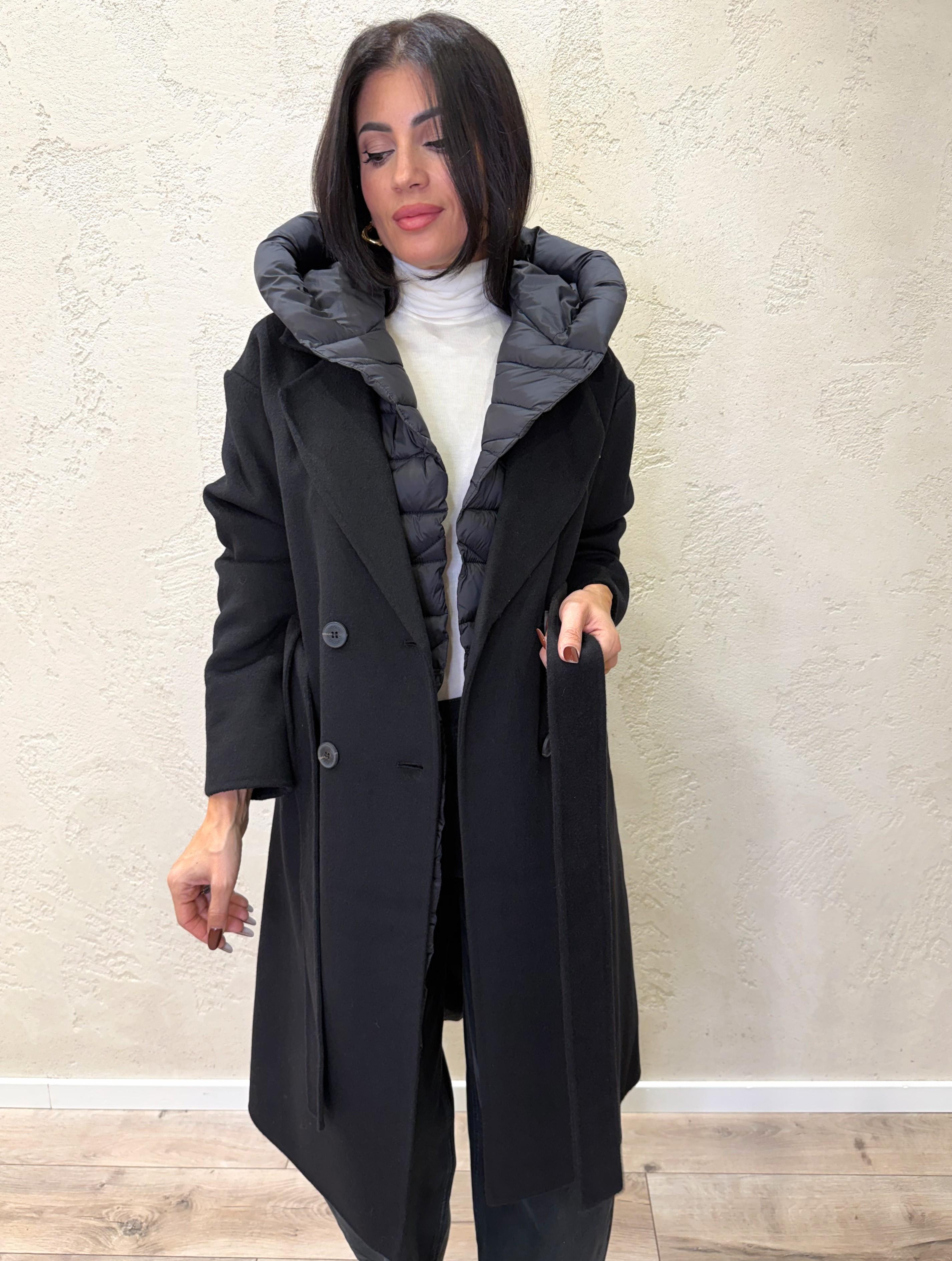 cappotto hand made in doppio tessuto misto lana TF0028 NERO VICOLO 