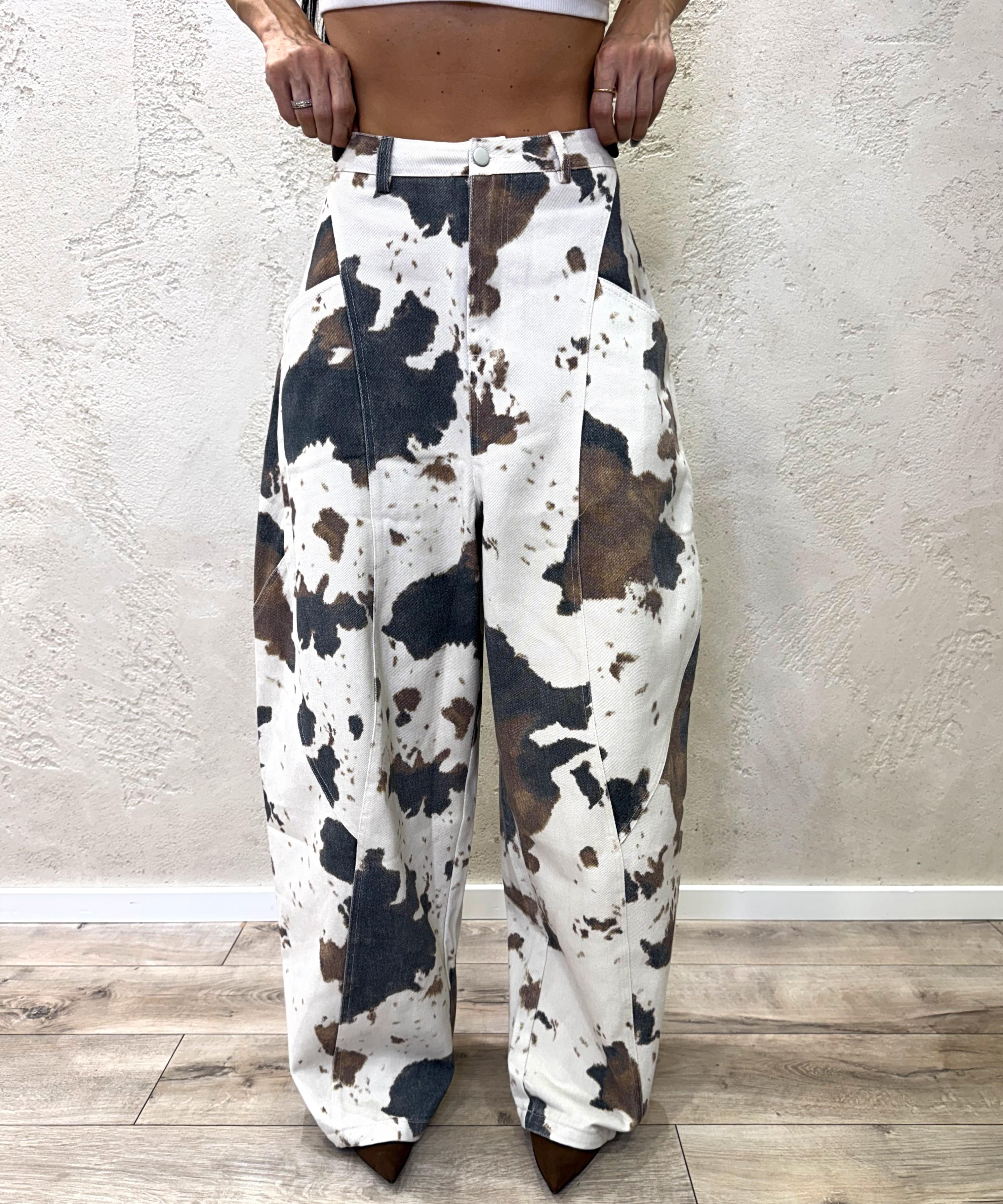 jeans modello a baloon muccato JMUCCATO BIANCO/MARRONE ELEVI 