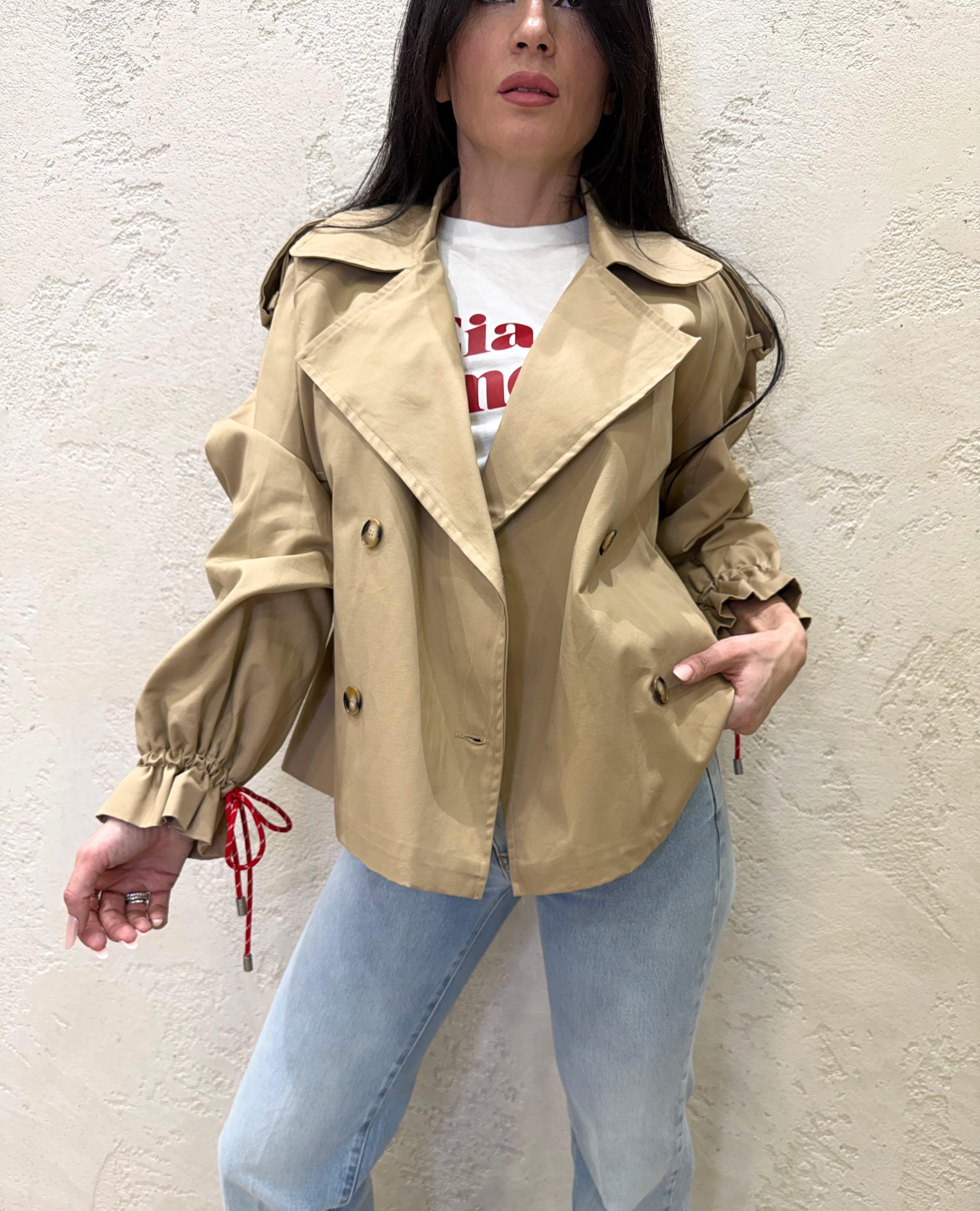 trench corto doppiopetto TAB0393 BEIGE VICOLO 