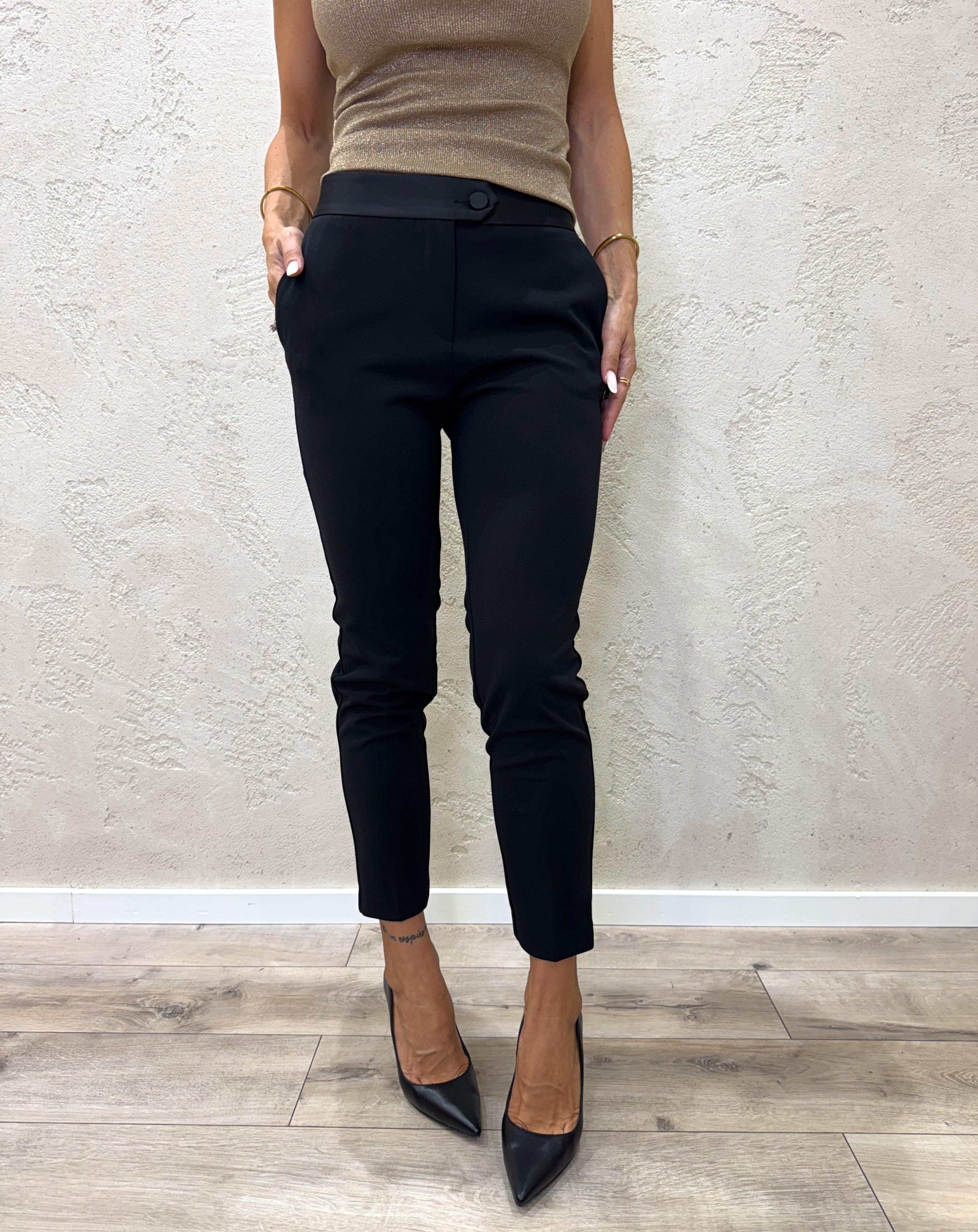 pantalone a sigaretta in crepe elasticizzato PVN2KAW NERO IMPERIAL 