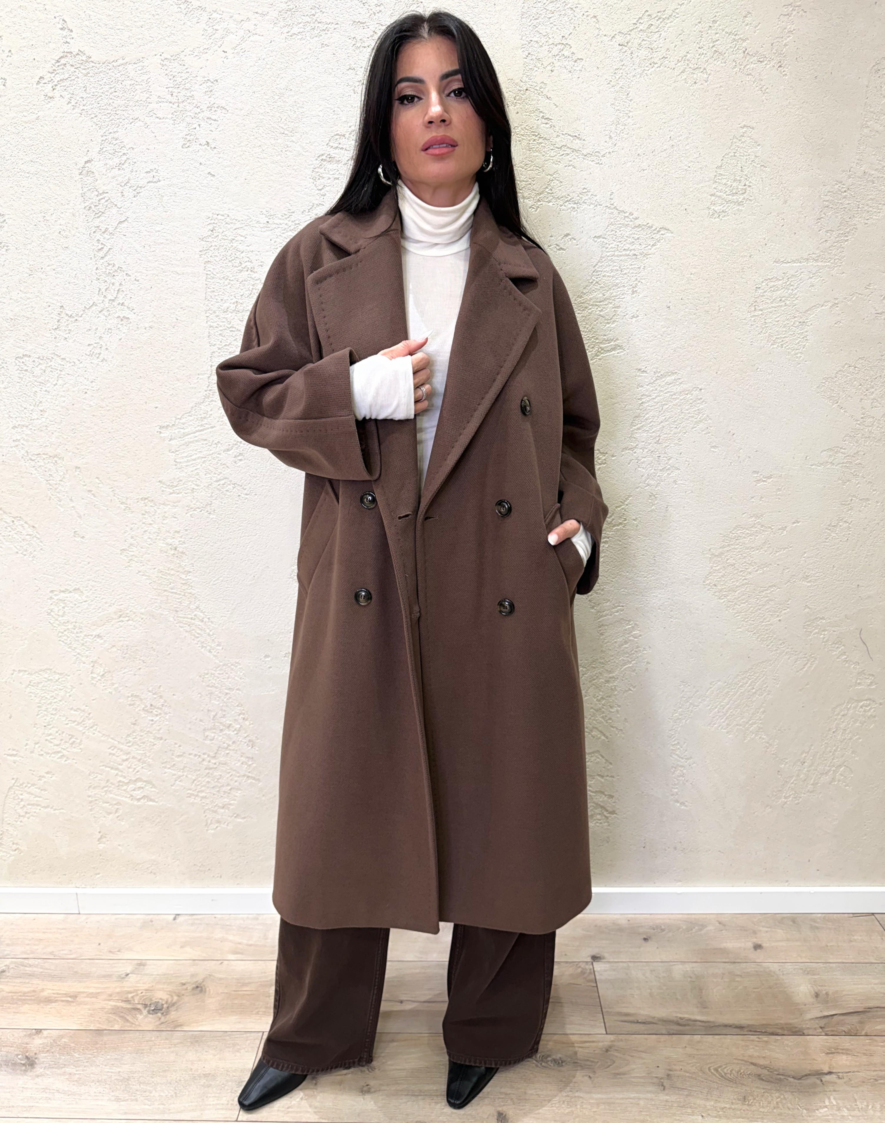 cappotto lungo doppio petto 9746MRKAI25 CIOCCOLATO TENSIONE IN 