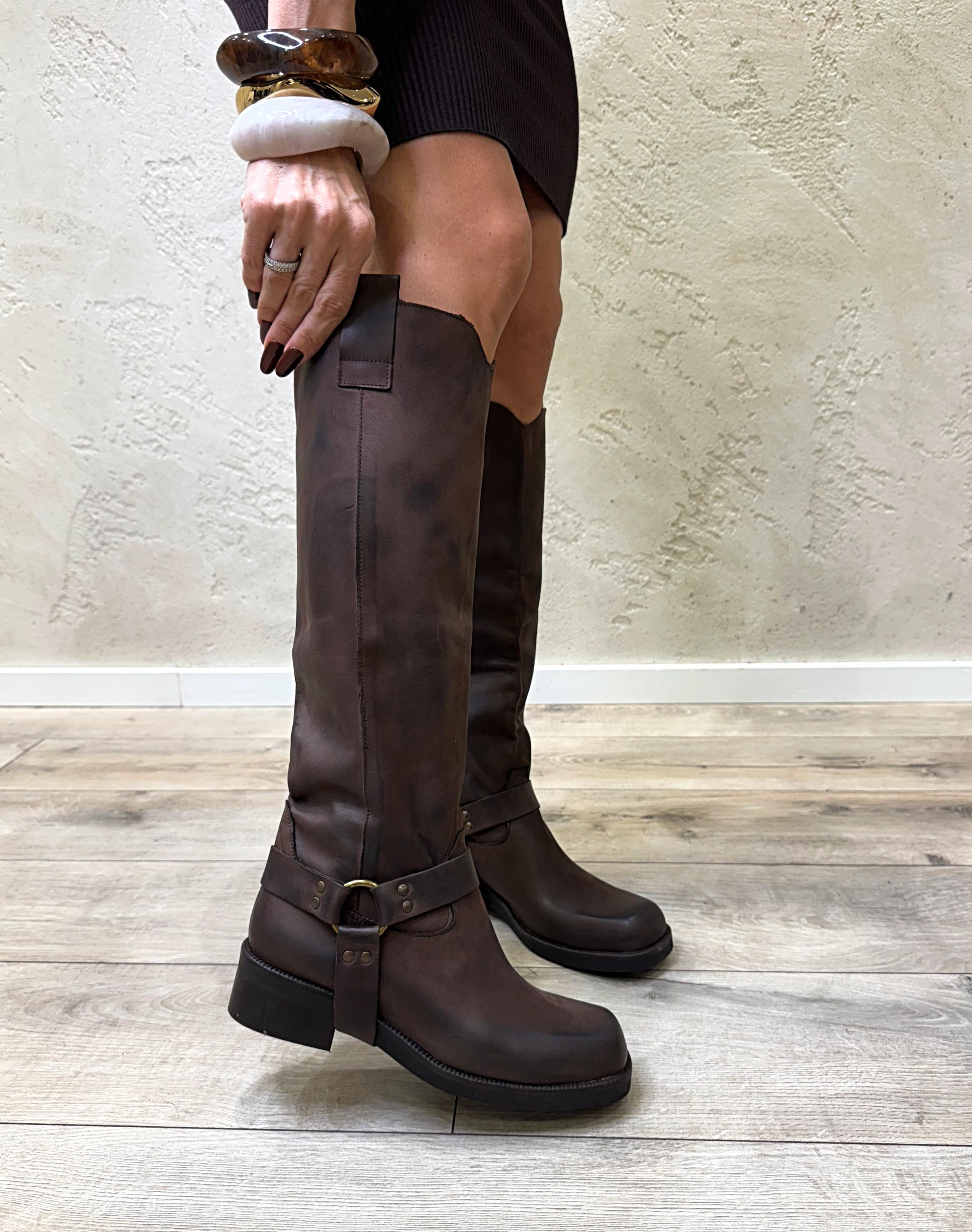 biker in nabuk cinghia removibile 4612 MORO DIVINE FOLLIE 