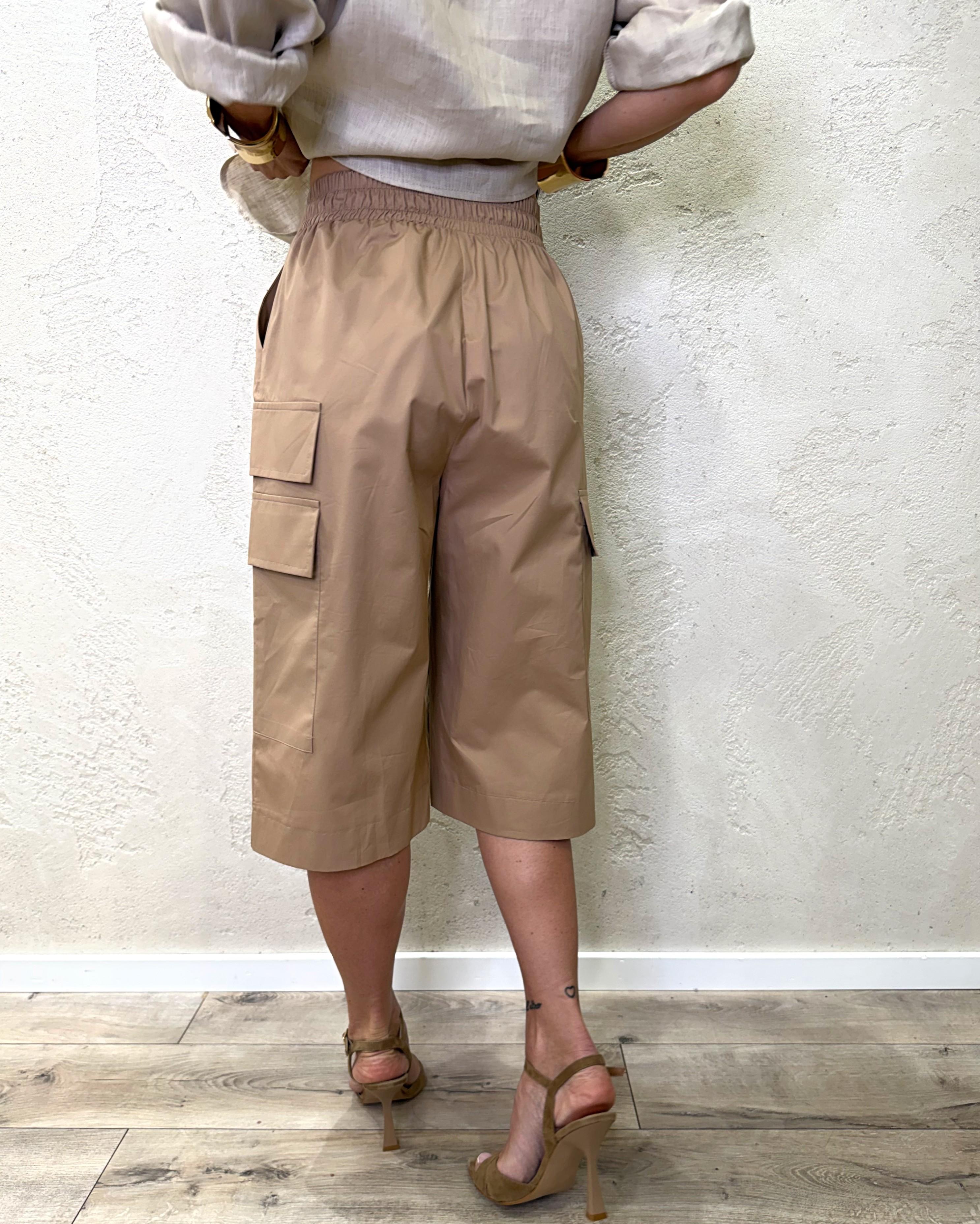 maxi bermuda cargo in cotone 26P5003 COGNAC TENSIONE IN 
