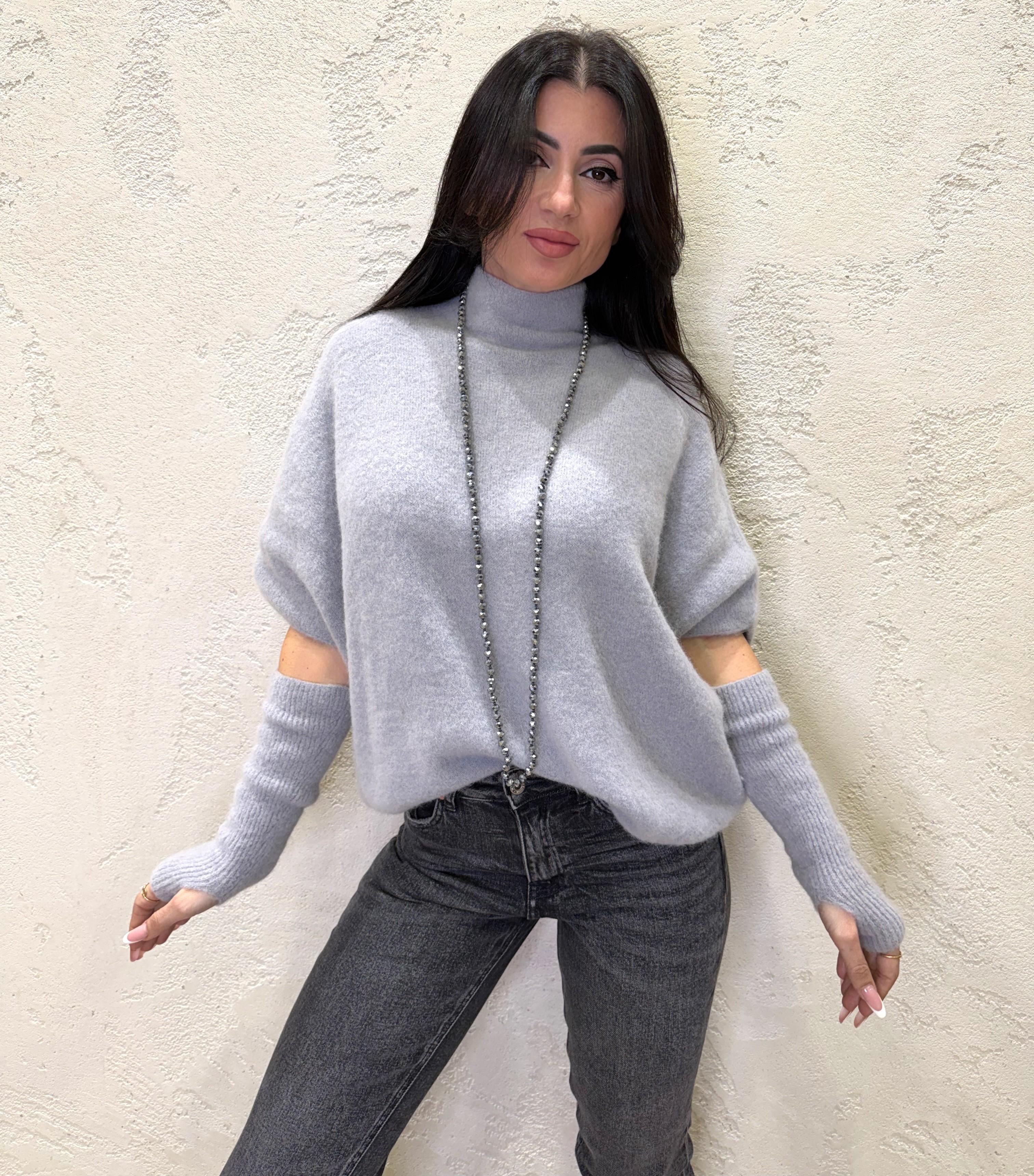 pull baby alpaca e lana con manicotti IT26028M GRIGIO MOTEL 