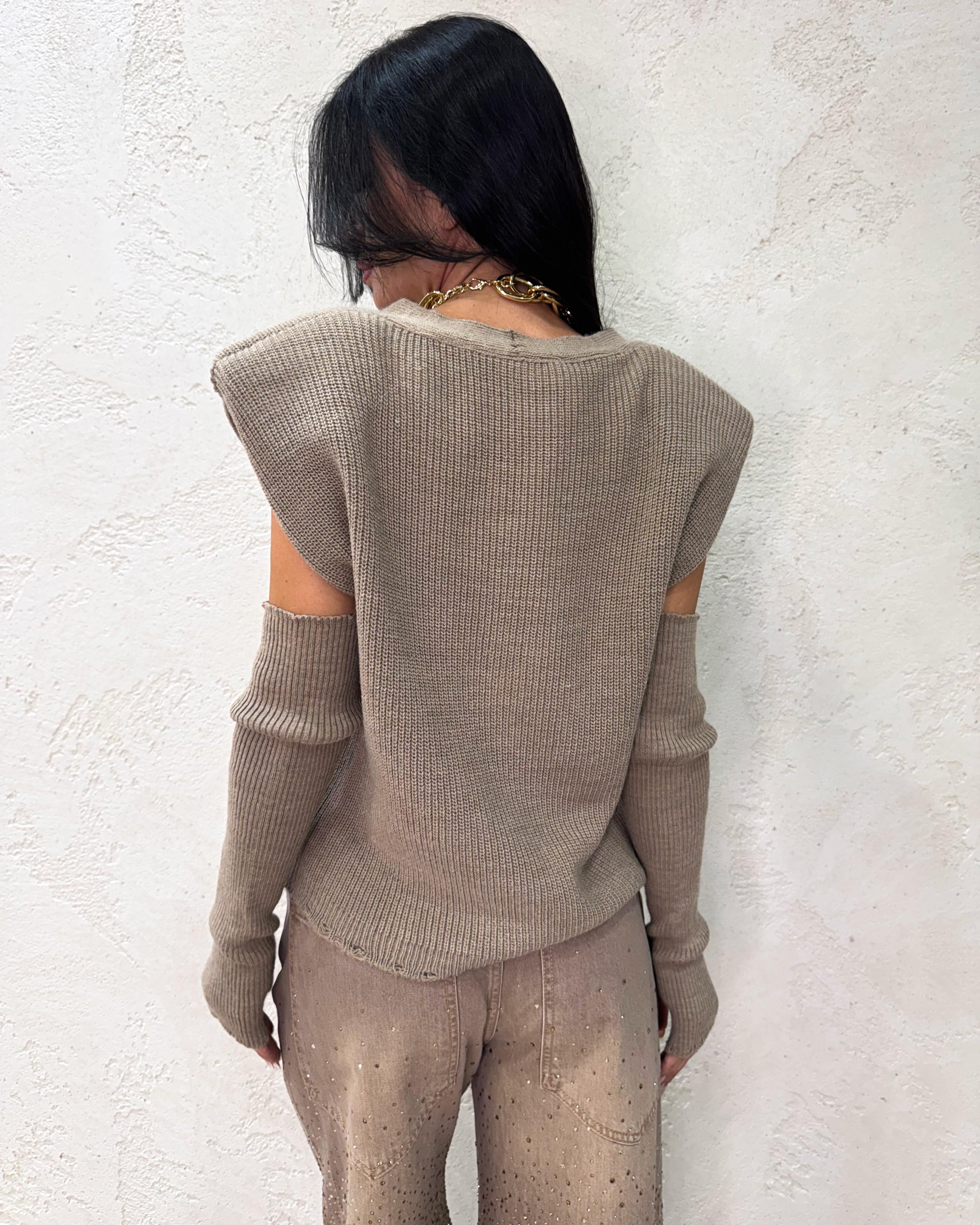 gilet misto lana con spalline e manicotti LFP-P015 CORDA HAVEONE 