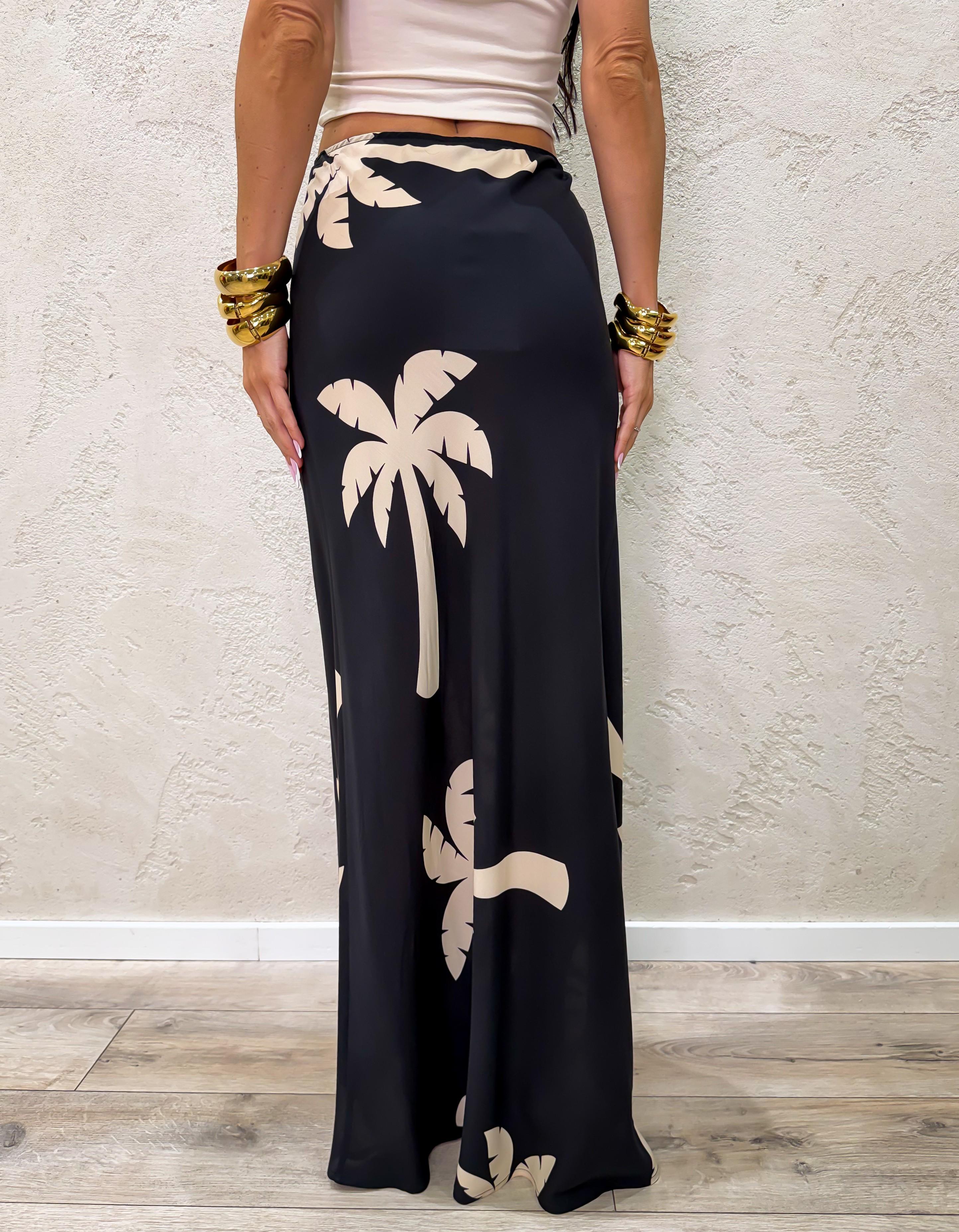 gonna lunga 100% viscosa in fantasia GIA-Q170 NERO/LATTE HAVEONE 