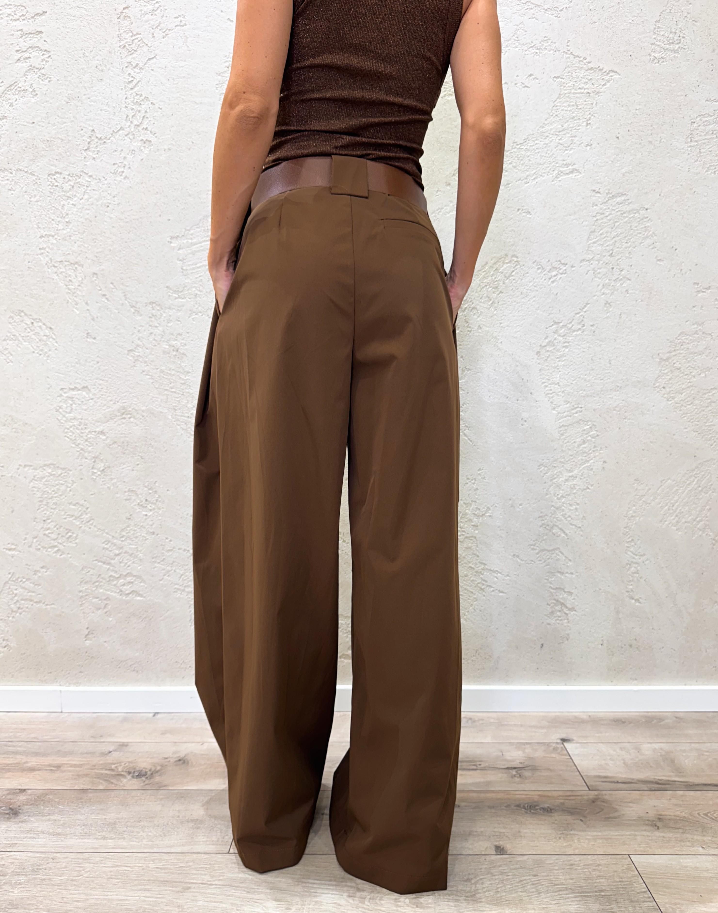 pantalone ampio con pinces PANPIN MARRONE ELEVI 