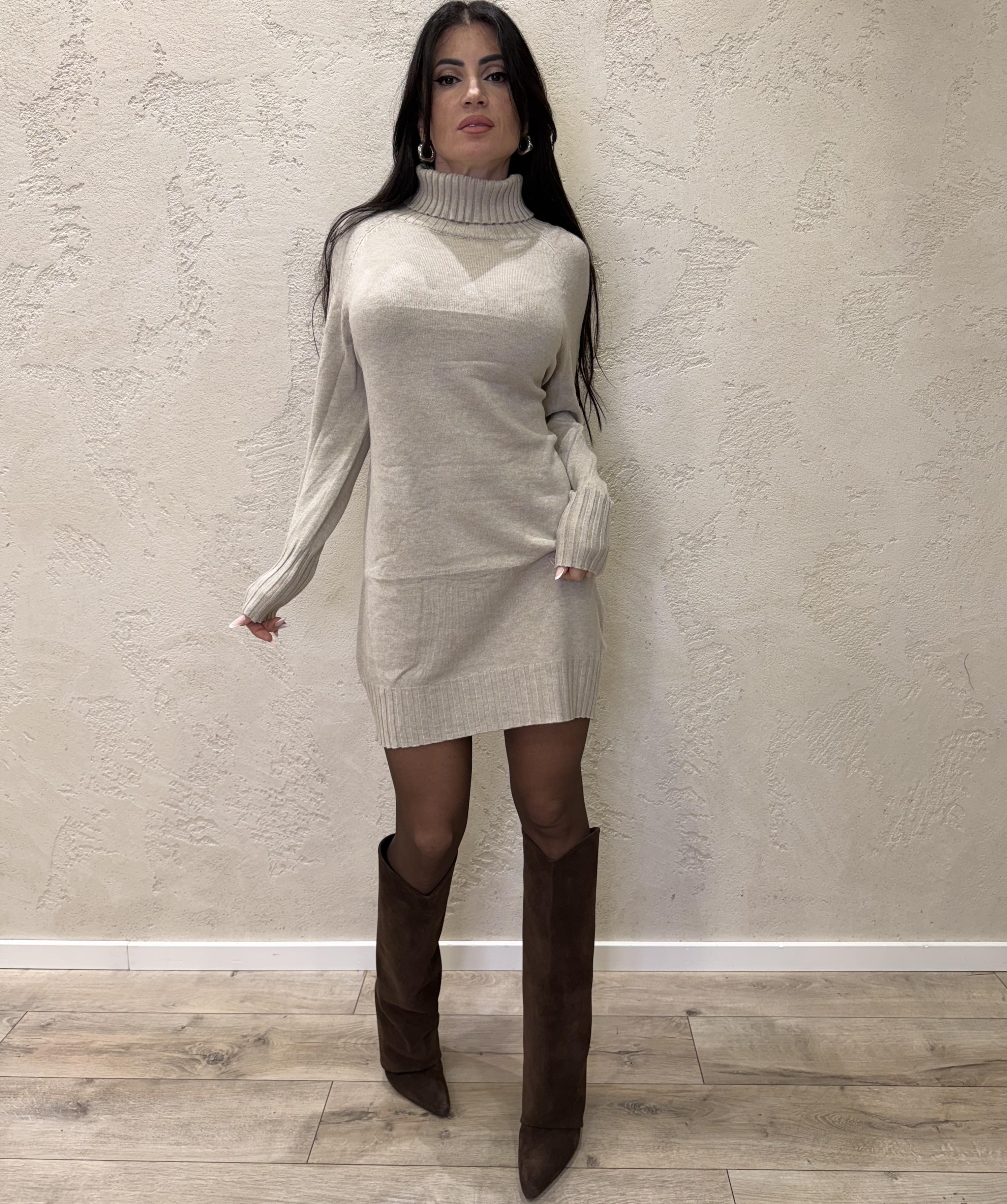 abito mini collo alto ABMACA TORTORA ELEVI 