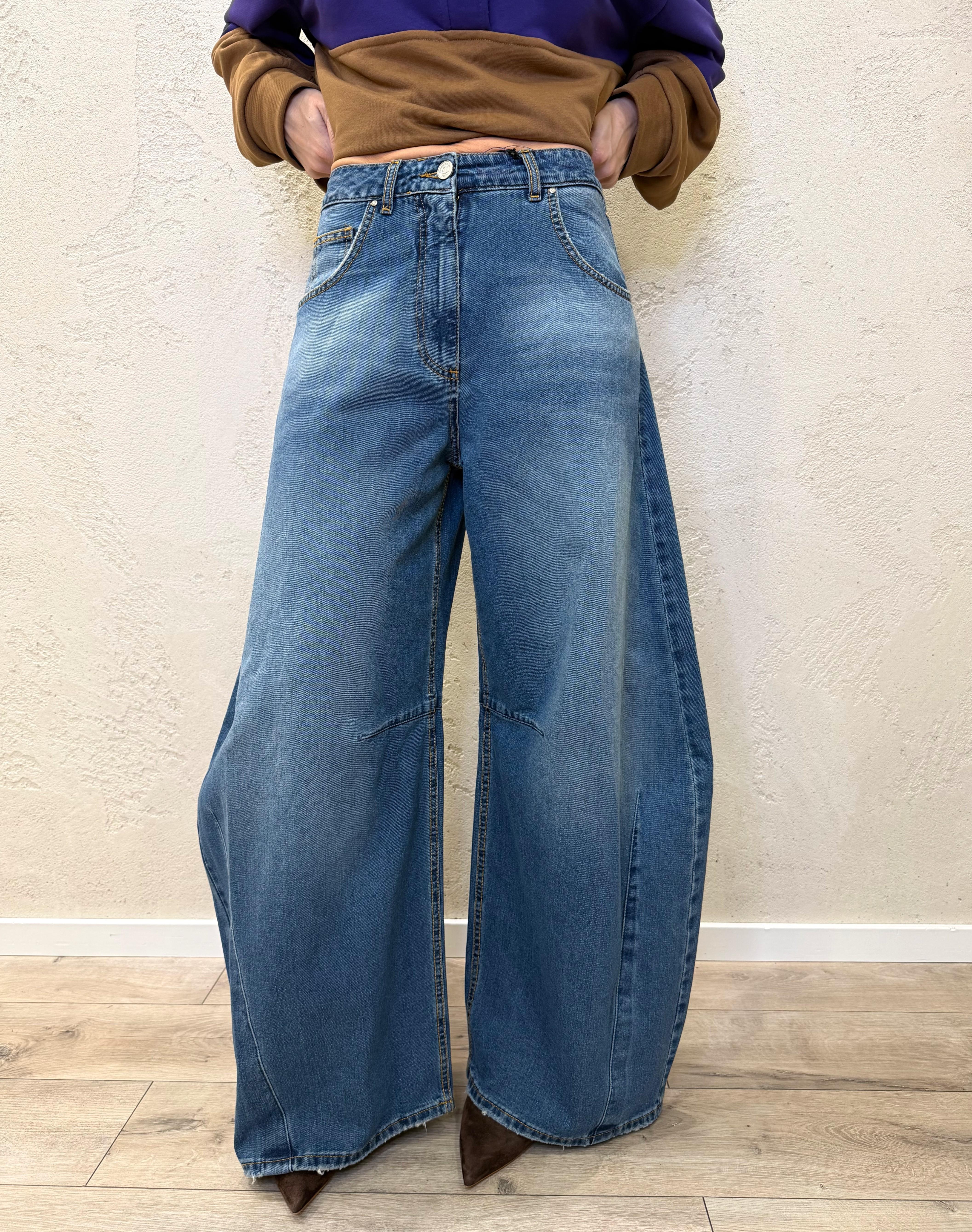 jeans in tela ferma modello louvre barrel fit P314J119W671 DENIM TENSIONE IN 
