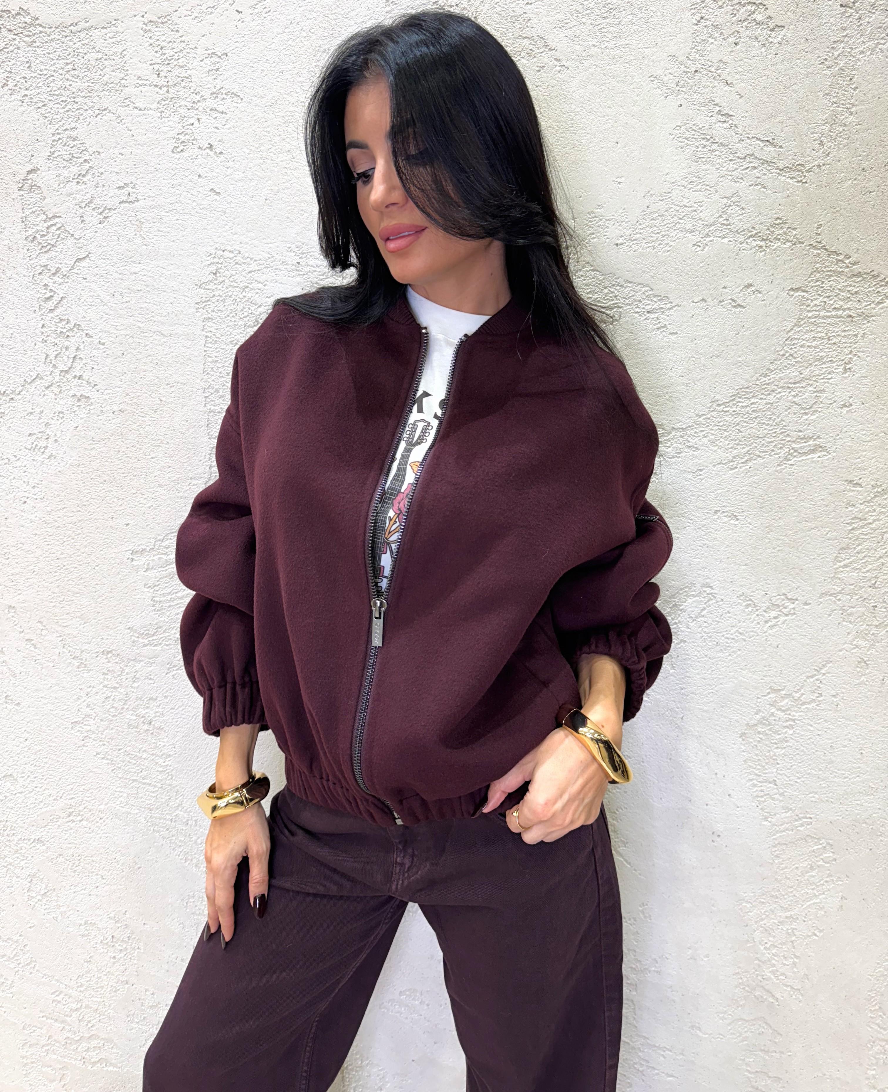 bomber misto lana in panno HAND MADE TF0076 BORDEAUX VICOLO 