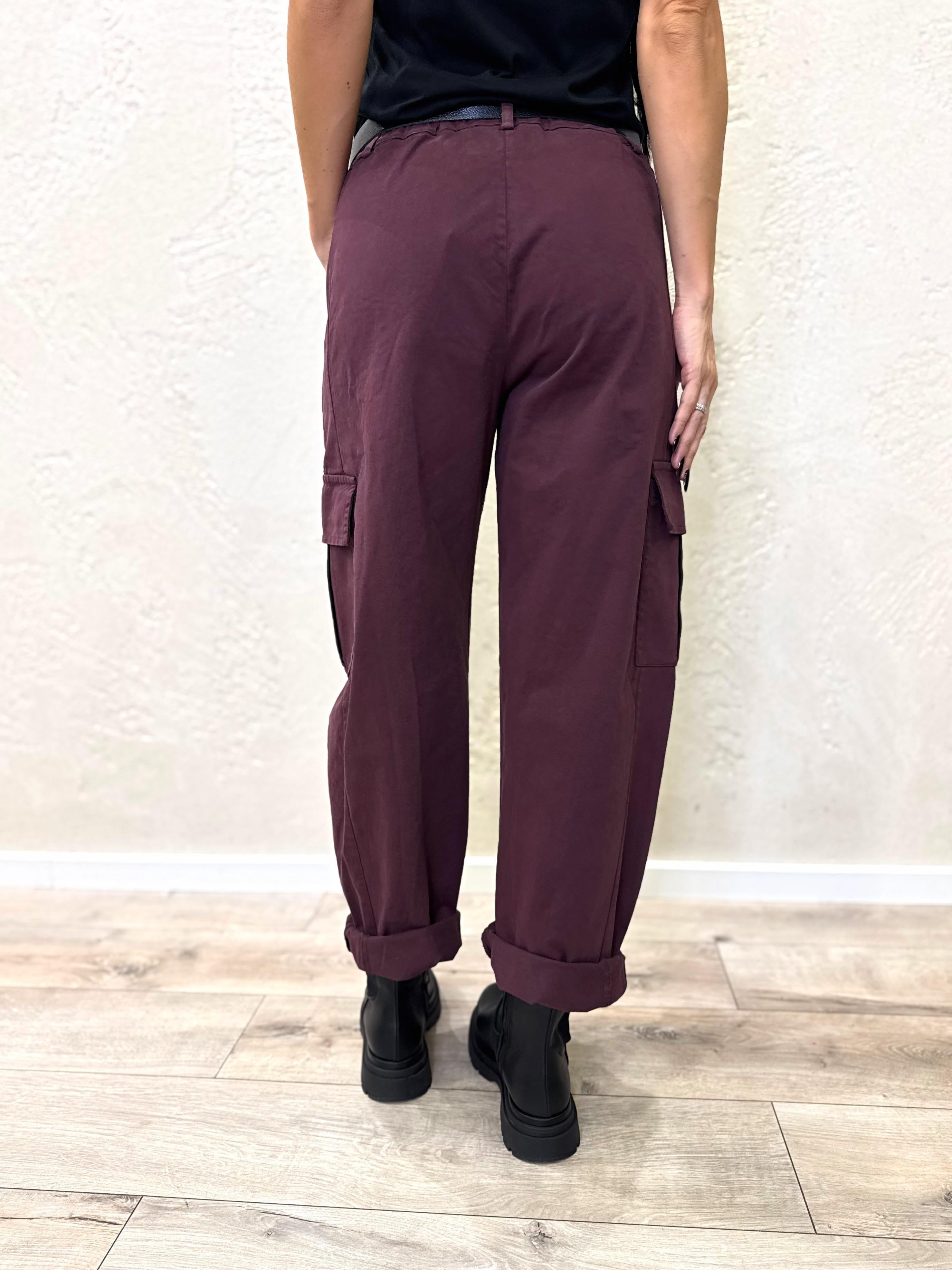 pantalone elasticizzato modello baloon tasconato 59080G VINO SUSY MIX 