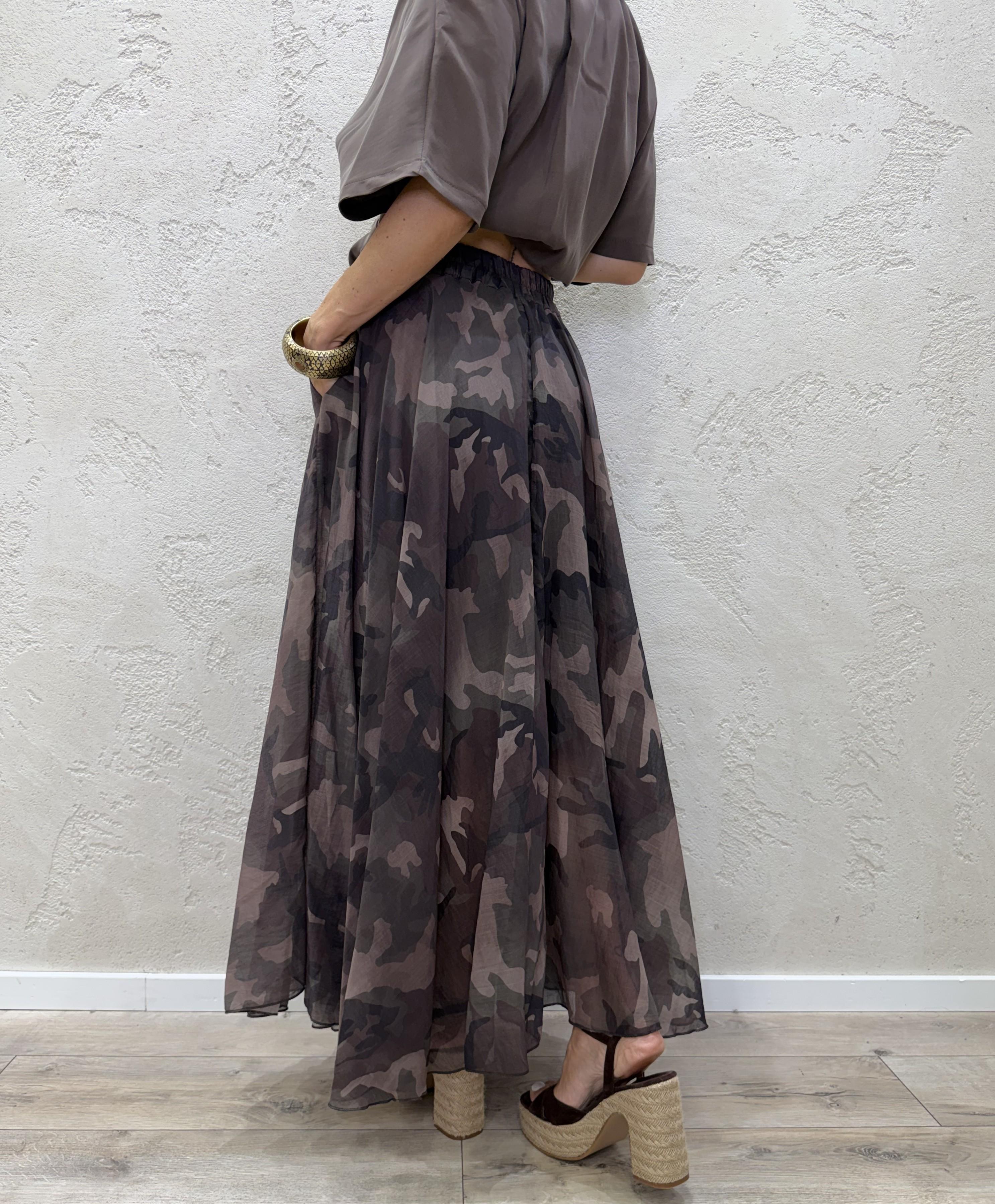 gonna lunga ampia camouflage G67391NLY CAMOUFLAGE SUSY MIX 