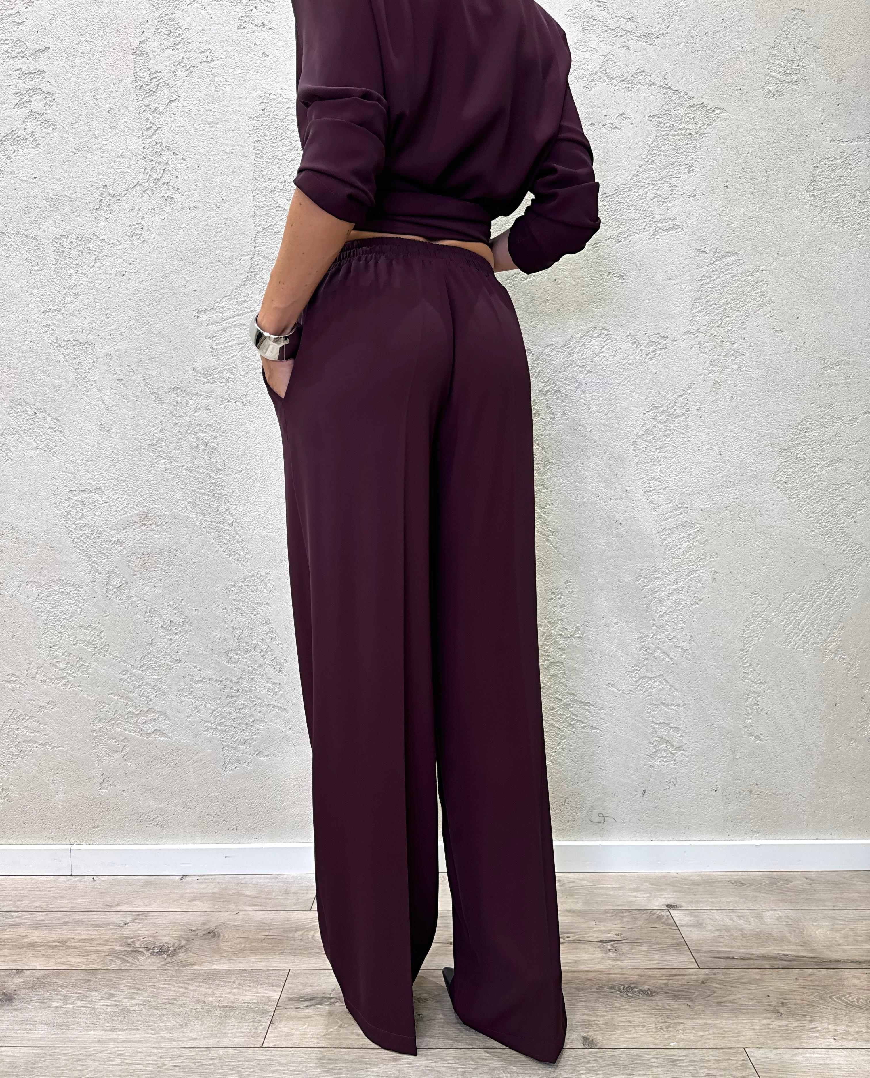 completo blazer con cintura e pantalone 303211 VINO SUSY MIX 