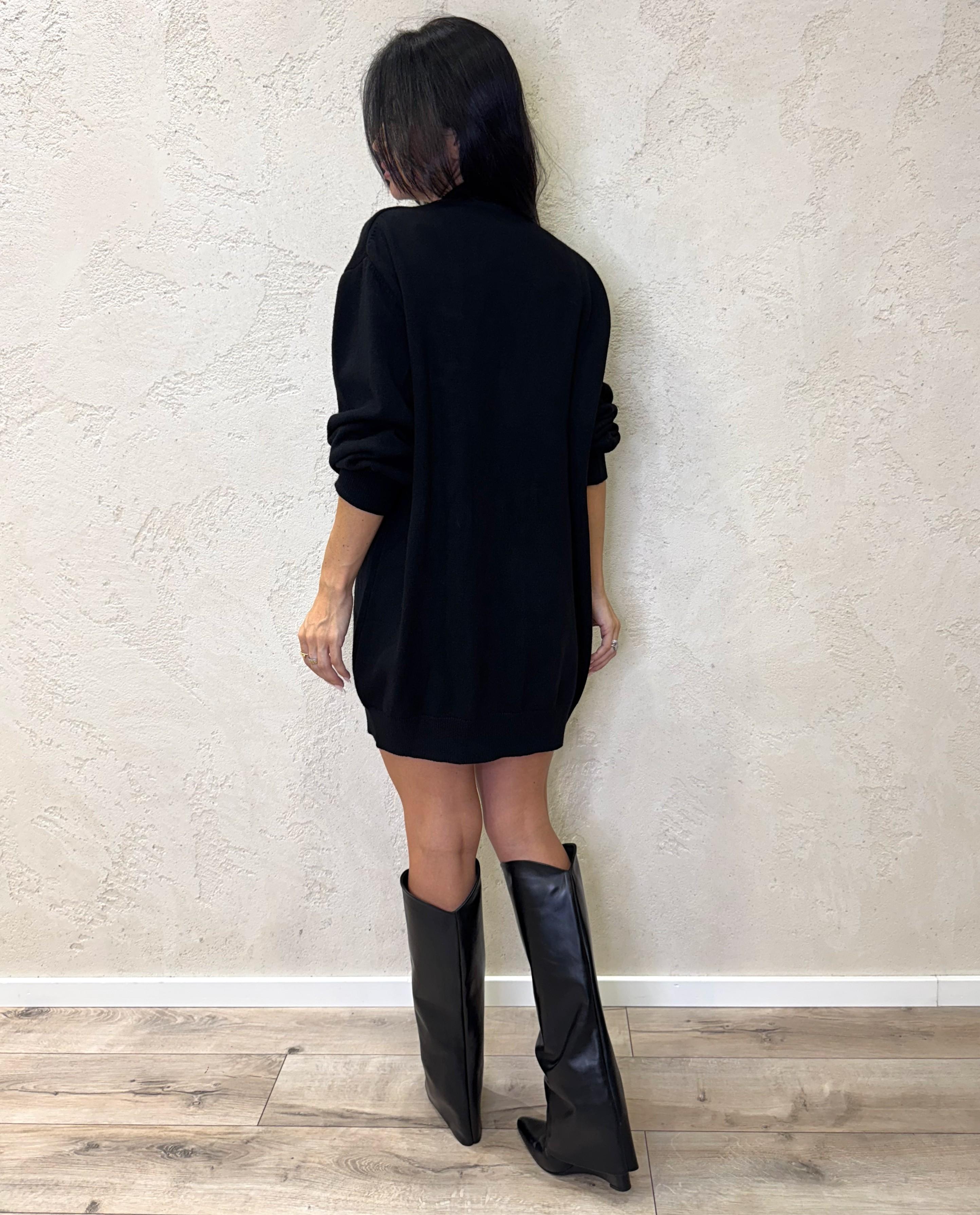 cardigan over con bottoni e spille removibili 77008F NERO VICOLO 