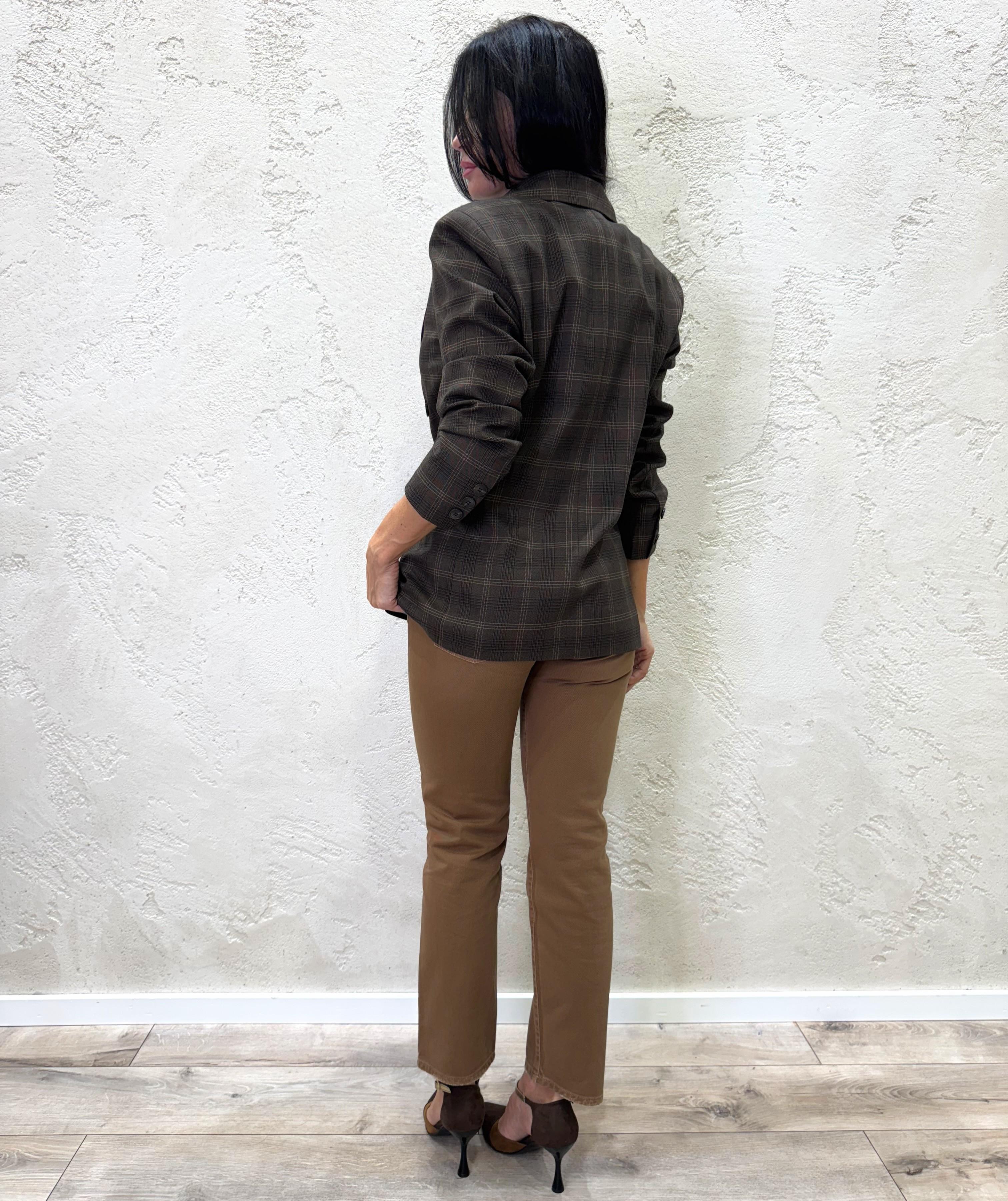 blazer doppiopetto in check con spille removibili 26B843 MARRONE MOTEL 