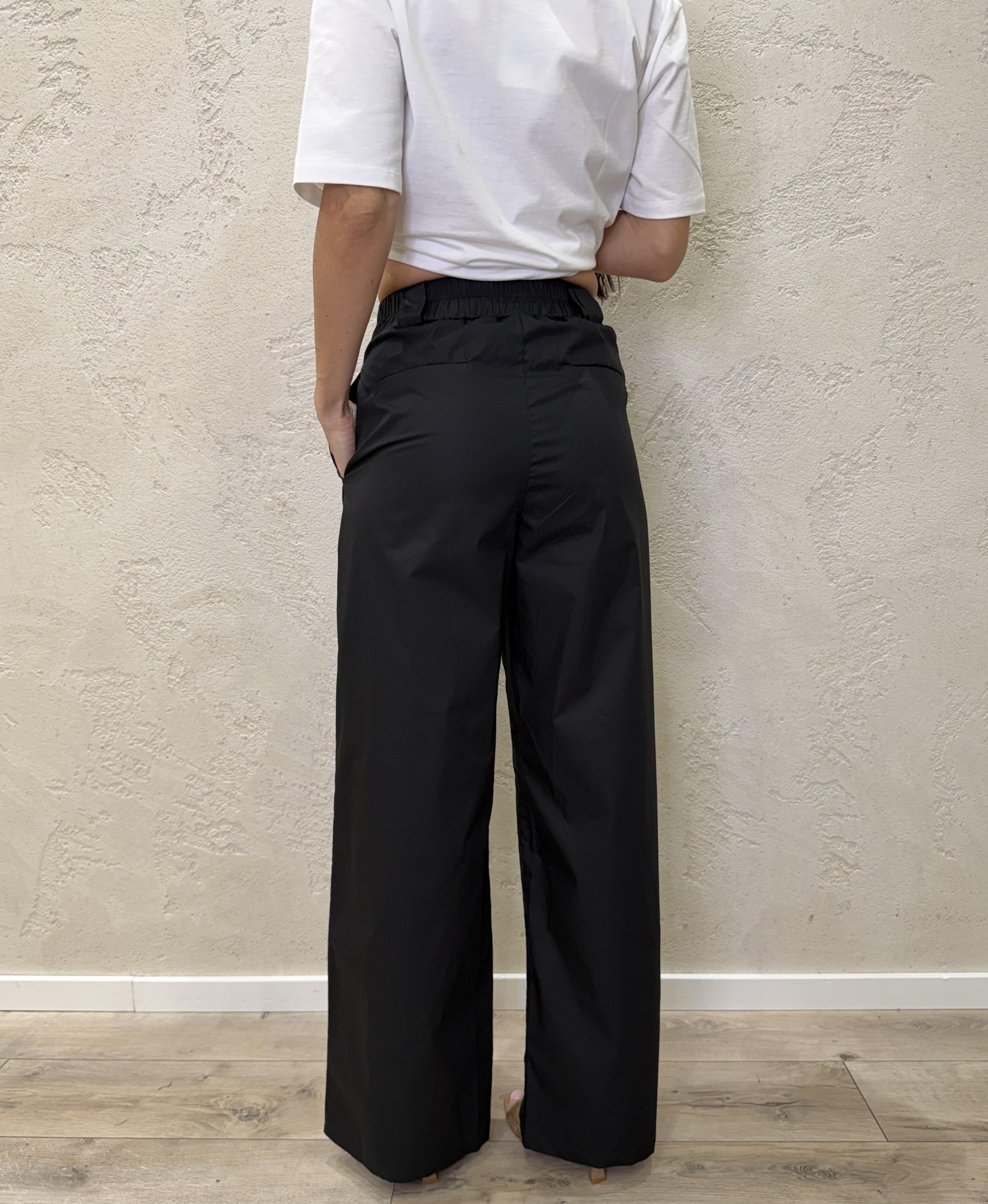 pantalone a gamba dritta in 100% cotone 26P4934 NERO TENSIONE IN 