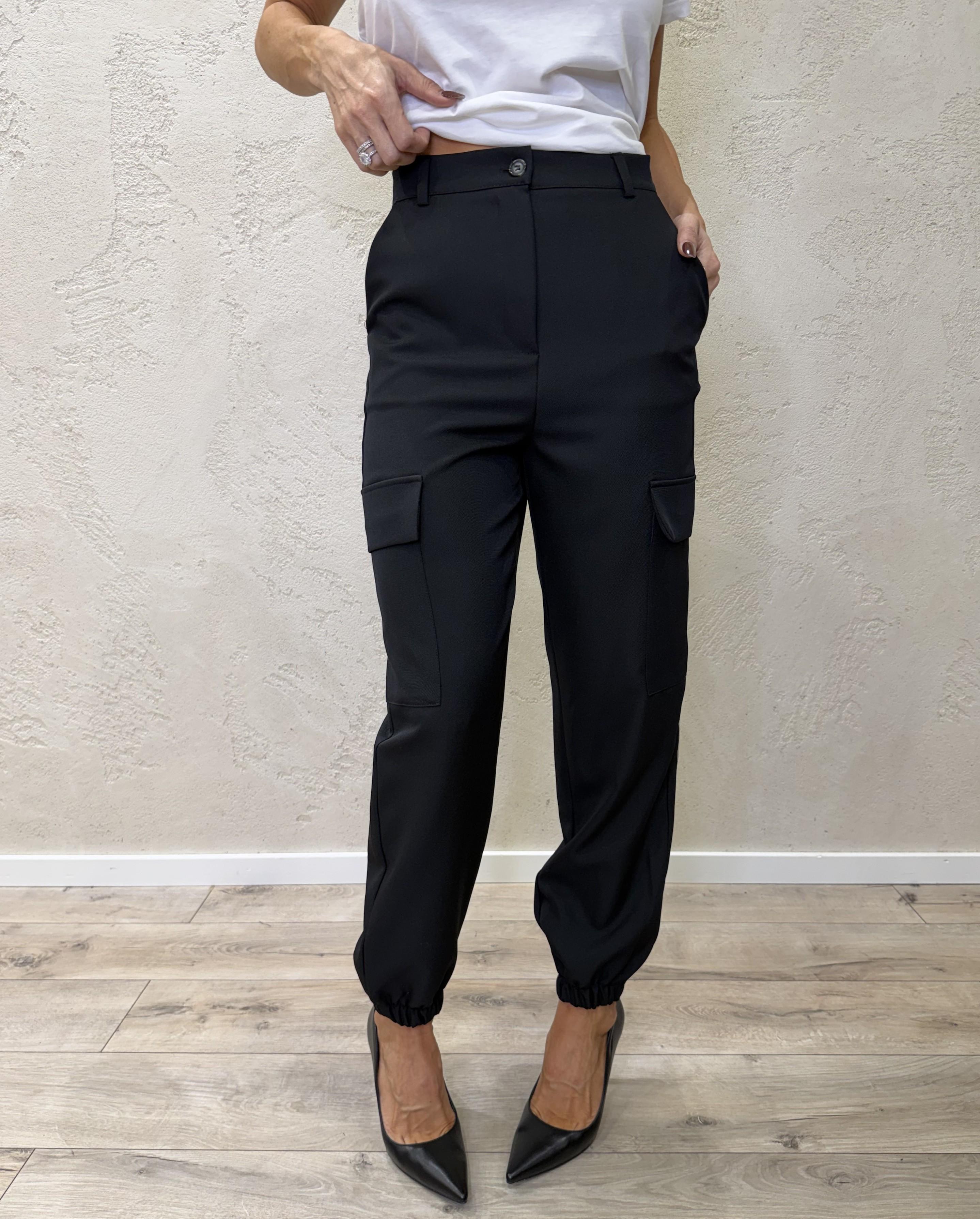 pantalone cargo con polsino TF1041 NERO VICOLO 